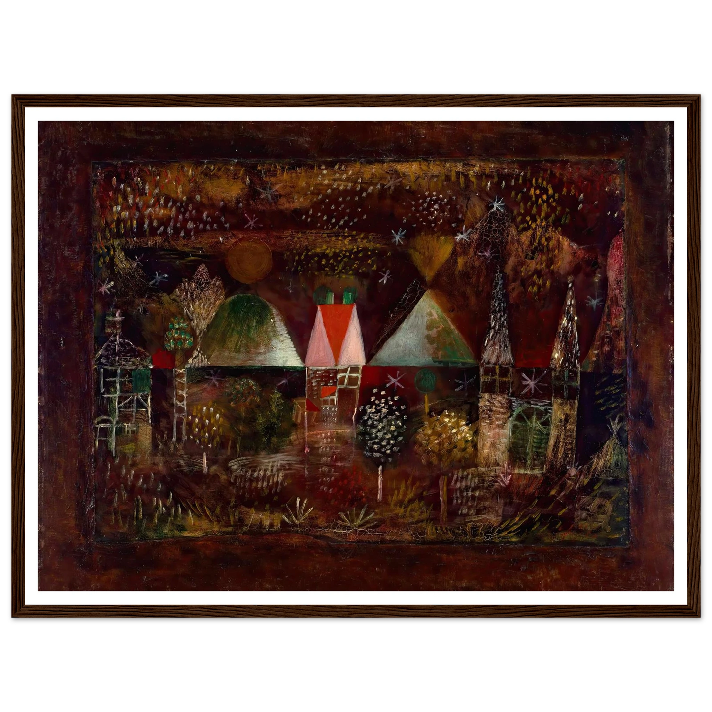 Night Feast (1921) Art Print | Paul Klee - Framed Poster - 30x40 cm / 12x16″ - Black frame