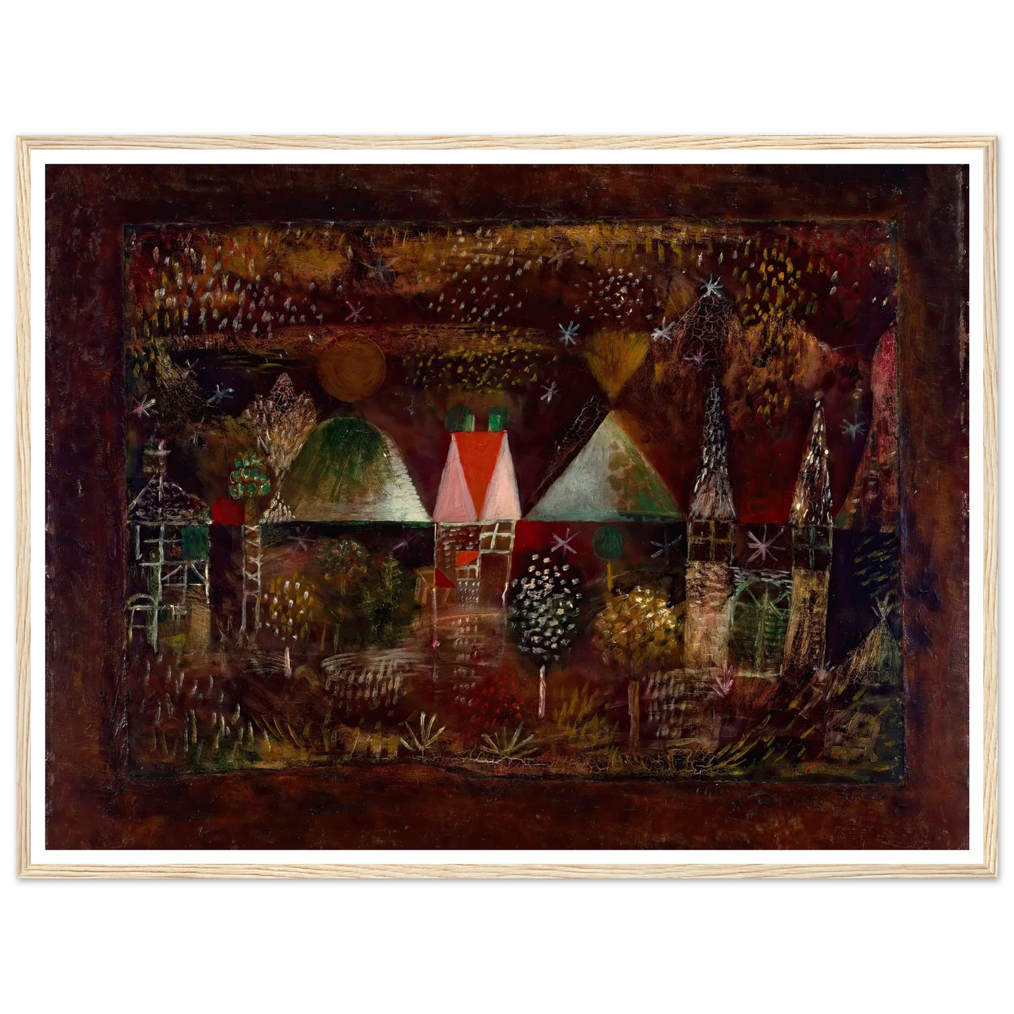 Night Feast (1921) Art Print | Paul Klee - Framed Poster - 30x40 cm / 12x16″ - Black frame