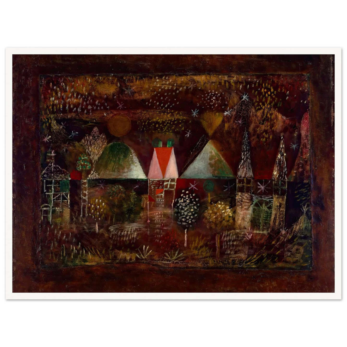 Night Feast (1921) Art Print | Paul Klee - Framed Poster - 30x40 cm / 12x16″ - Black frame