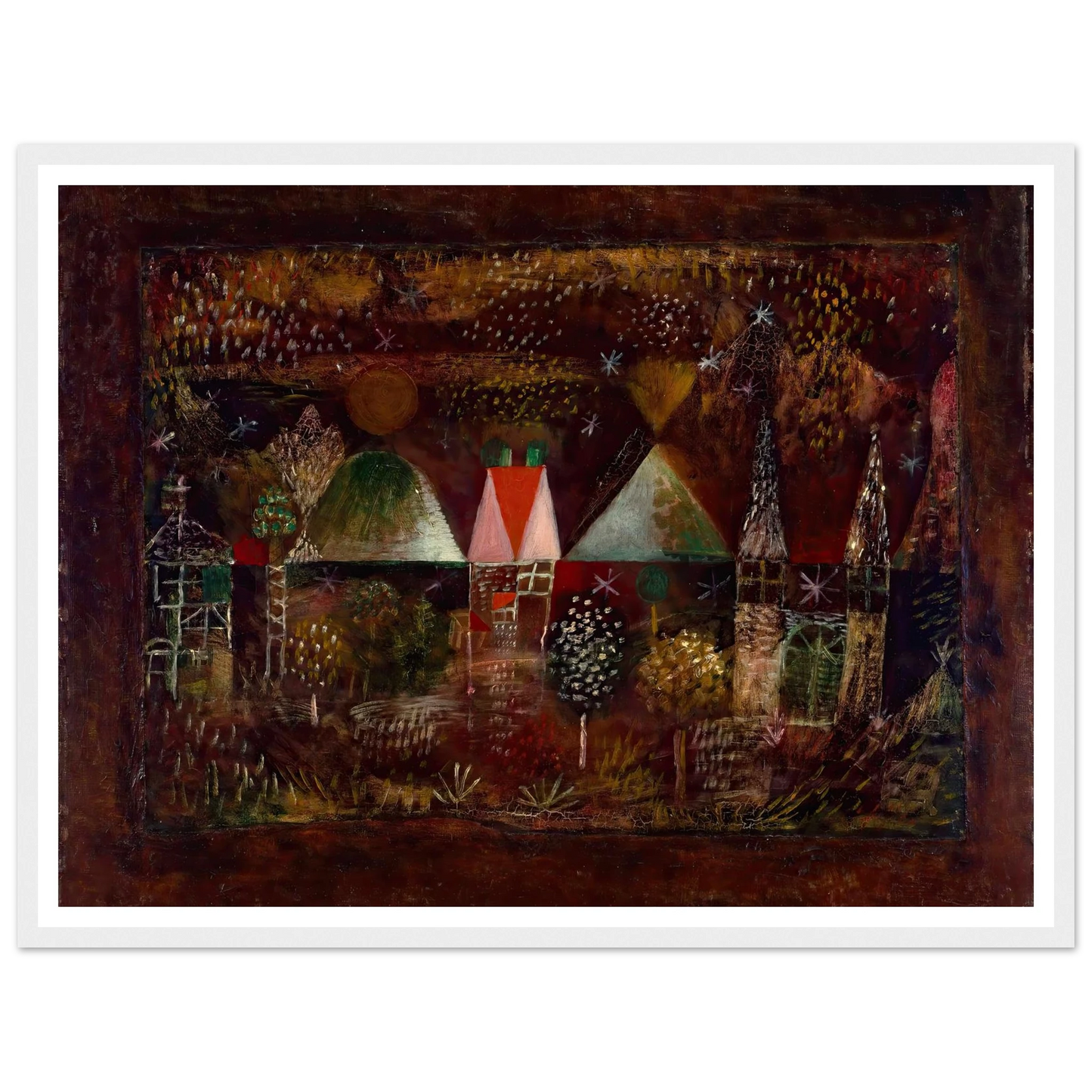 Night Feast (1921) Art Print | Paul Klee - Framed Poster - 30x40 cm / 12x16″ - Black frame