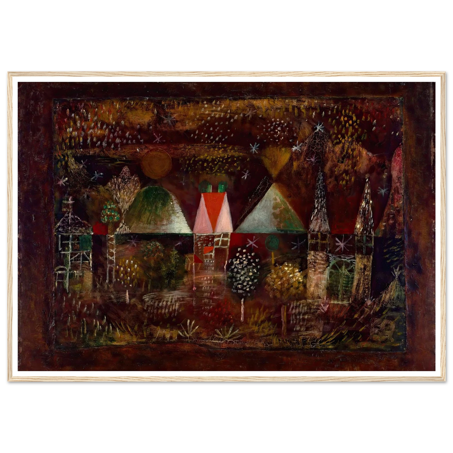 Night Feast (1921) Art Print | Paul Klee - Framed Poster - 30x40 cm / 12x16″ - Black frame