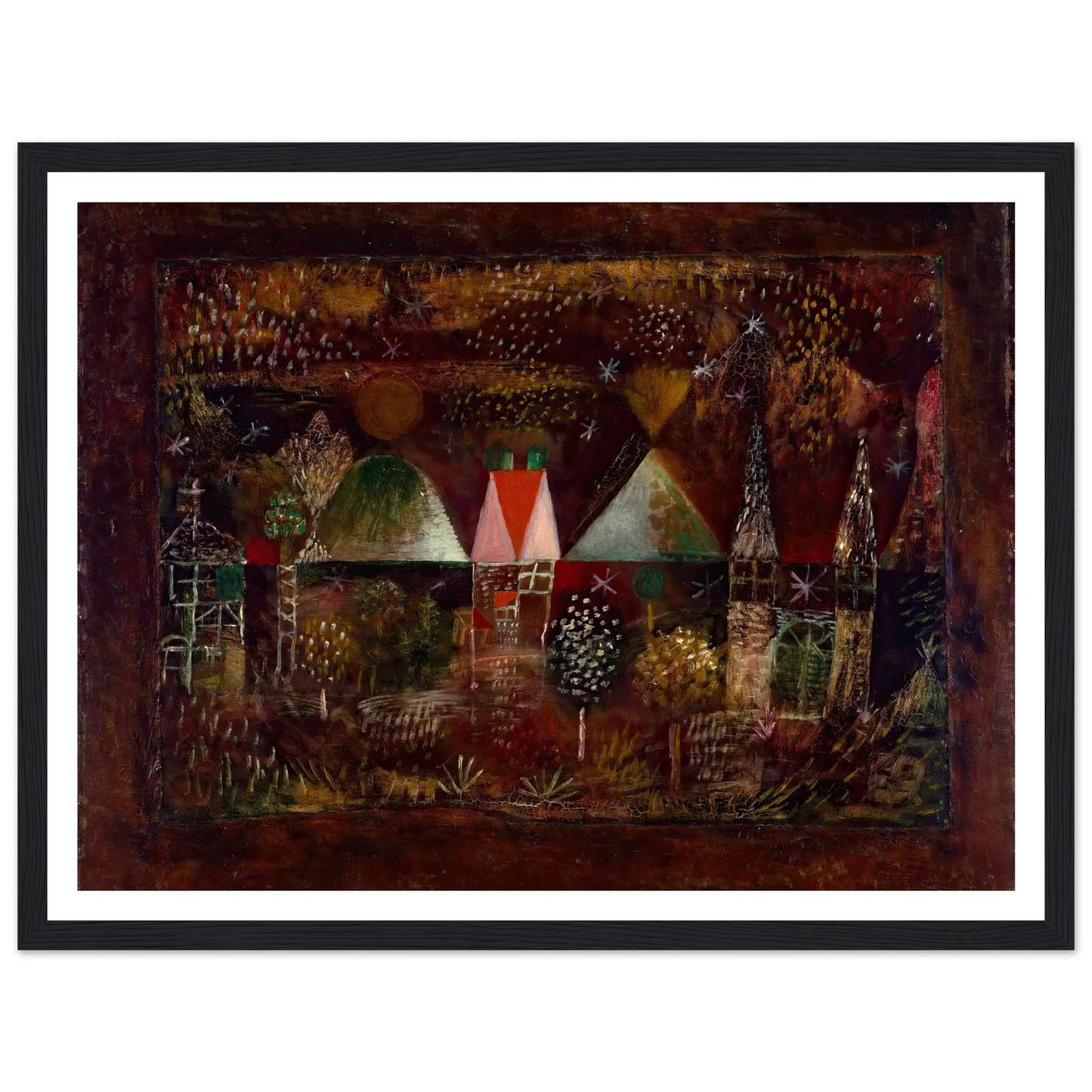 Night Feast (1921) Art Print | Paul Klee - Framed Poster - 30x40 cm / 12x16″ - Black frame