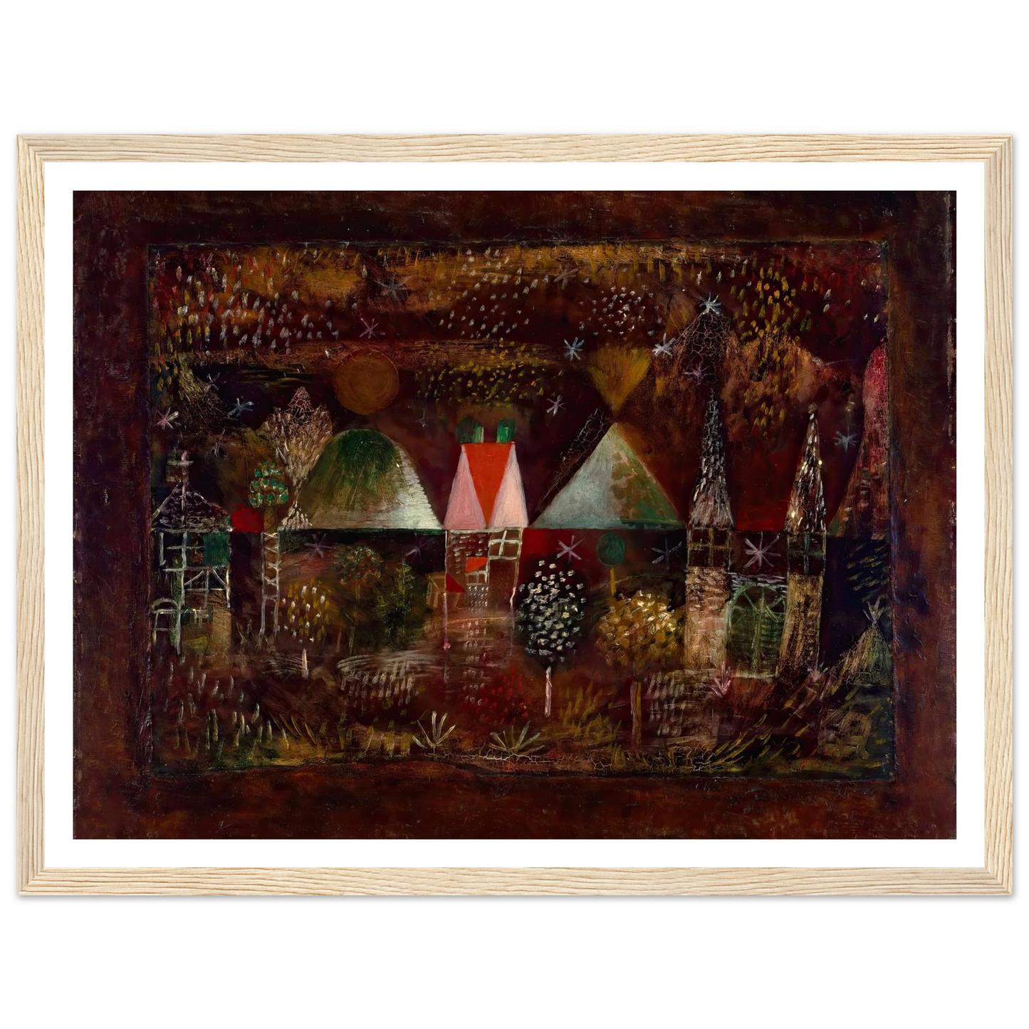 Night Feast (1921) Art Print | Paul Klee - Framed Poster - 30x40 cm / 12x16″ - Black frame