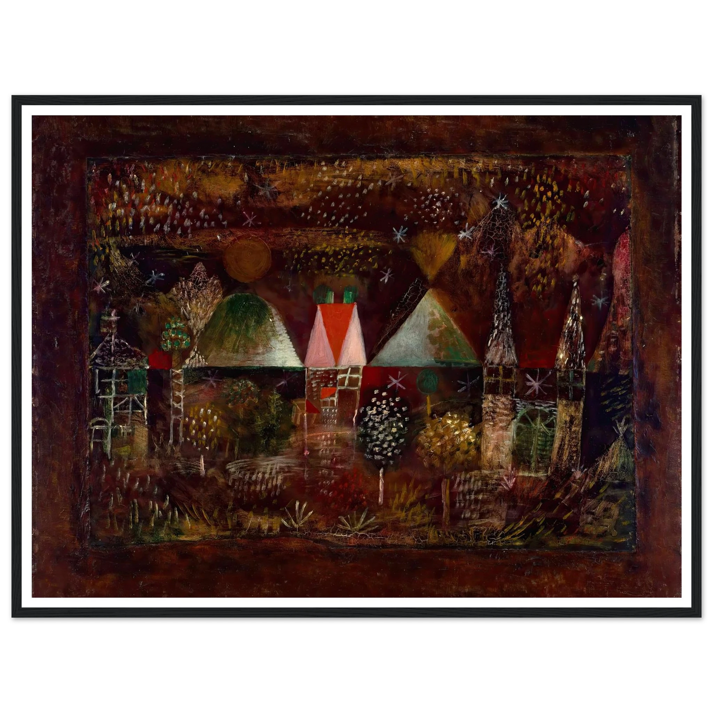Night Feast (1921) Art Print | Paul Klee - Framed Poster - 30x40 cm / 12x16″ - Black frame