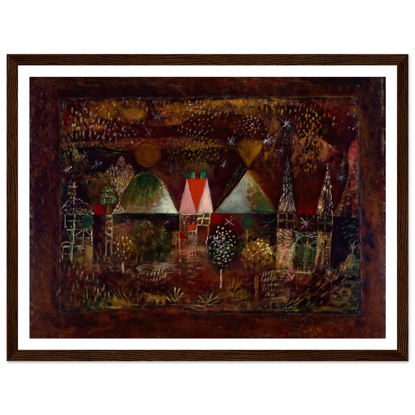Night Feast (1921) Art Print | Paul Klee - Framed Poster - 30x40 cm / 12x16″ - Black frame