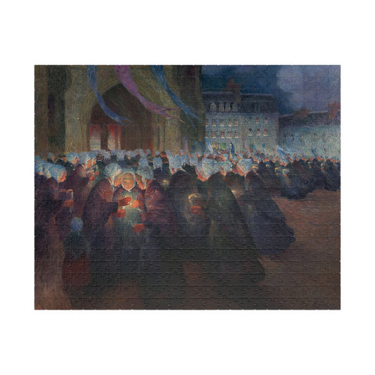 Nightime Procession at Saint-Paul de Leon Puzzle | Ferdinand Loyen du Puigaudeau - - 252 pcs (Horizontal) - 