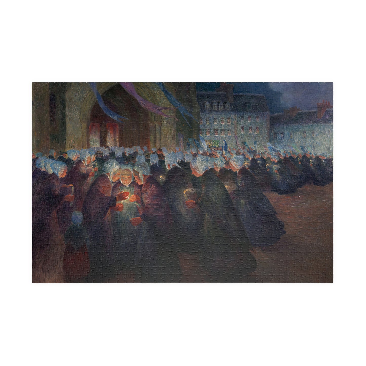 Nightime Procession at Saint-Paul de Leon Puzzle | Ferdinand Loyen du Puigaudeau - - 252 pcs (Horizontal) - 