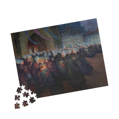 Nightime Procession at Saint-Paul de Leon Puzzle | Ferdinand Loyen du Puigaudeau - - 252 pcs (Horizontal) - 