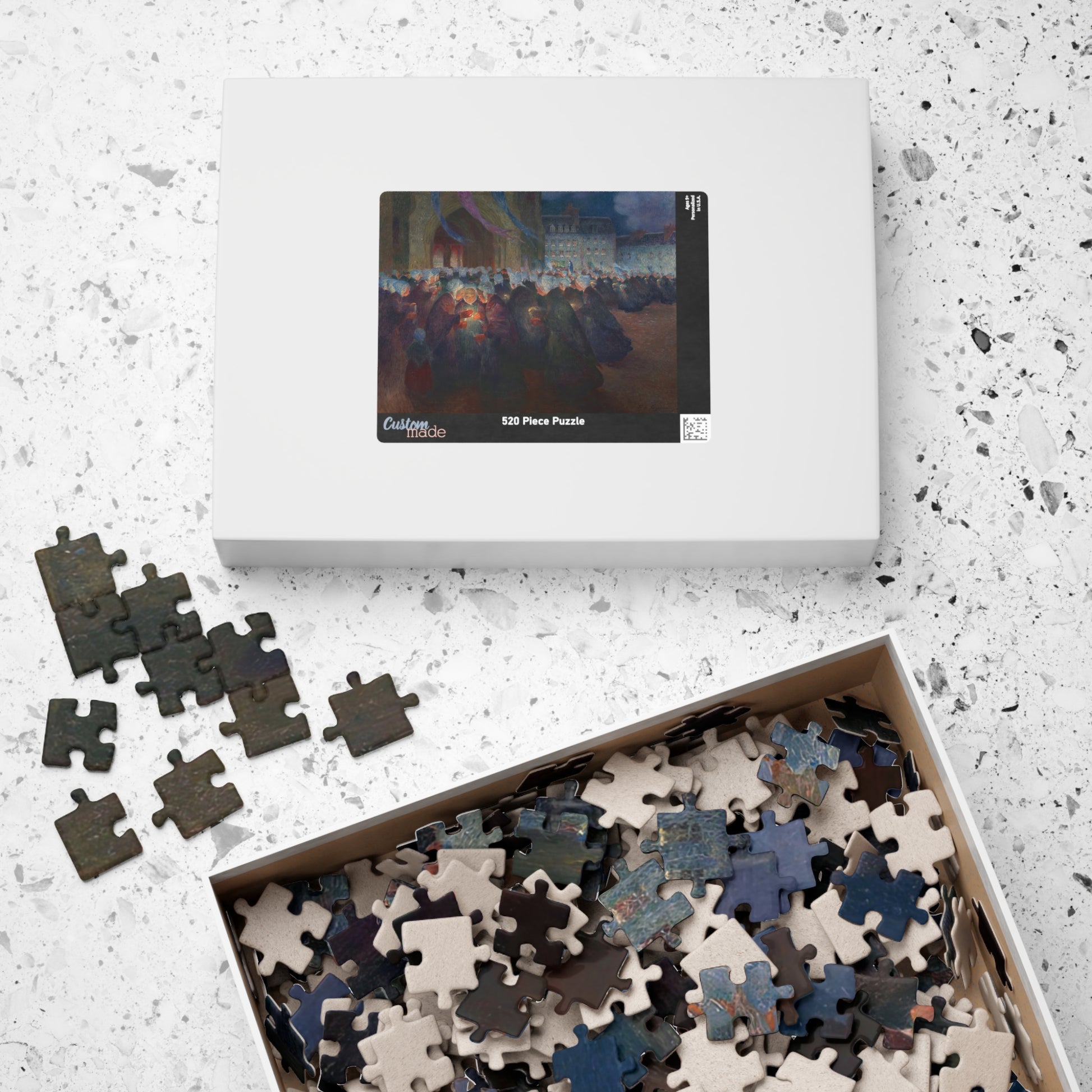 Nightime Procession at Saint-Paul de Leon Puzzle | Ferdinand Loyen du Puigaudeau - - 252 pcs (Horizontal) - 