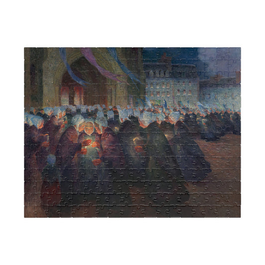 Nightime Procession at Saint-Paul de Leon Puzzle | Ferdinand Loyen du Puigaudeau - - 252 pcs (Horizontal) - 