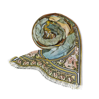 Nightly Rest | Alphonse Mucha Scarf – Art Nouveau Scarf - - 27" × 71'' - 