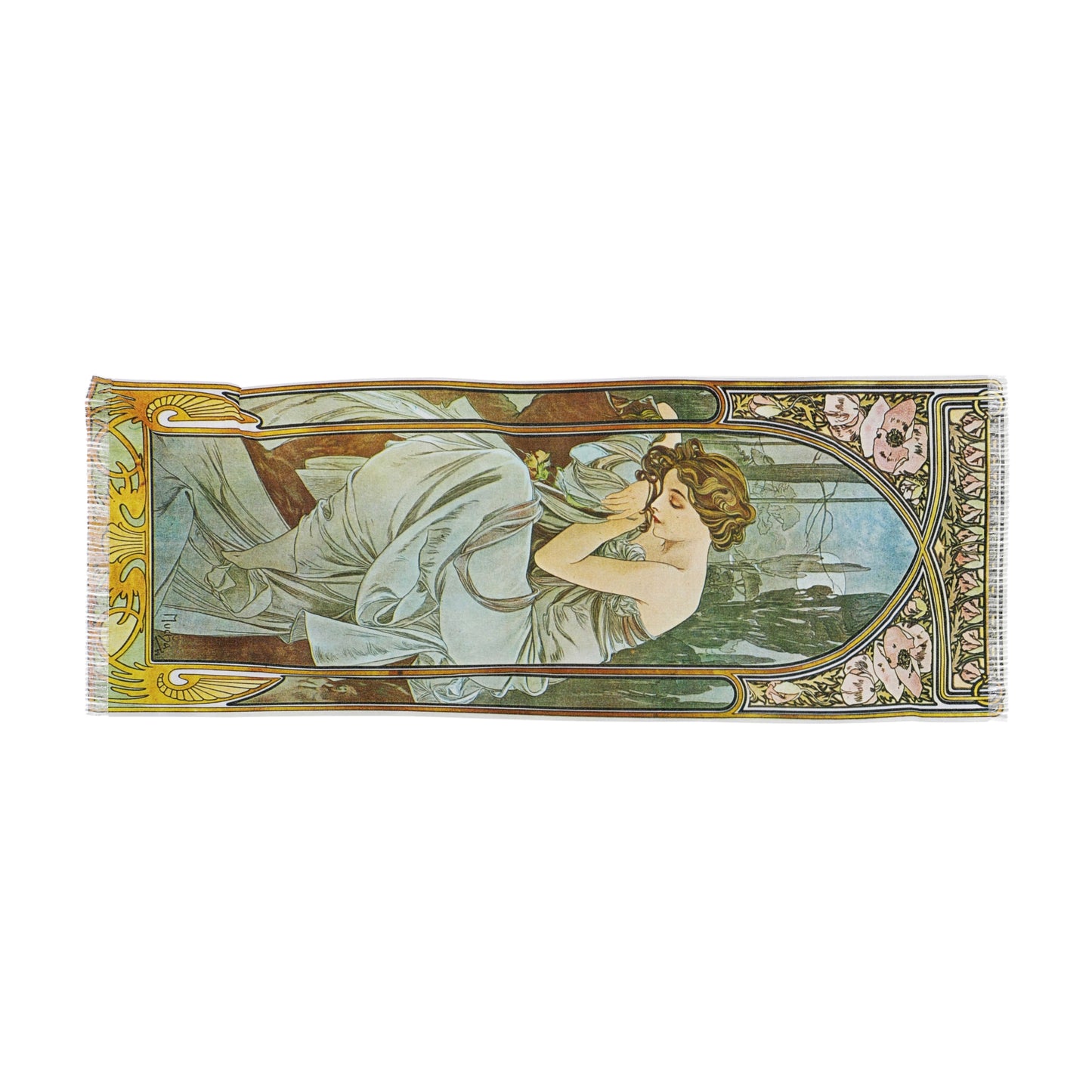 Nightly Rest | Alphonse Mucha Scarf – Art Nouveau Scarf - - 27" × 71'' - 