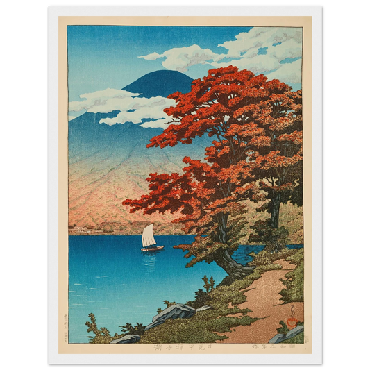 Nikko Chuzenji-ko (Lake Chuzenji at Nikko) (1930) Art Print | Kawase Hasui - Framed Poster - 30x40 cm / 12x16″ - Black frame