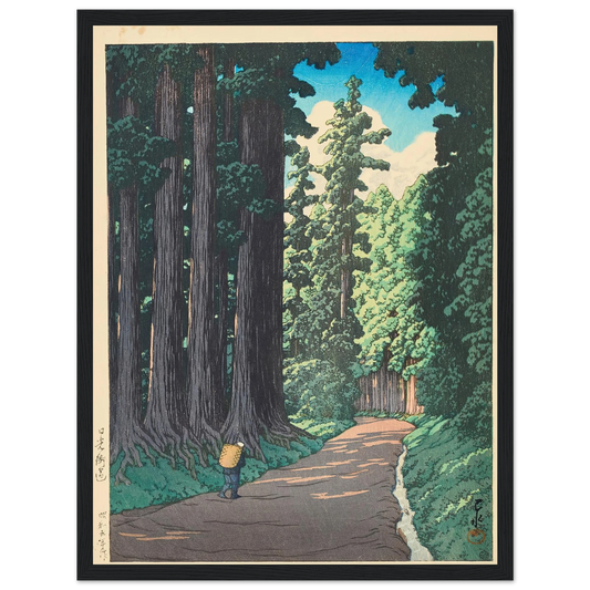 Nikko gaido (The Road to Nikko) (1930) Art Print | Kawase Hasui - Framed Poster - 30x40 cm / 12x16″ - Black frame