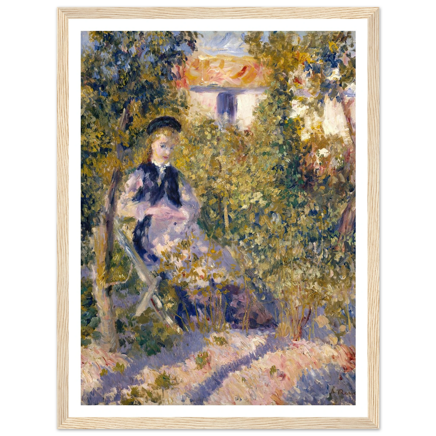 Nini in the Garden (Nini Lopez) (1876) Art Print | Pierre Auguste Renoir - Framed Poster - 30x40 cm / 12x16″ - Black frame