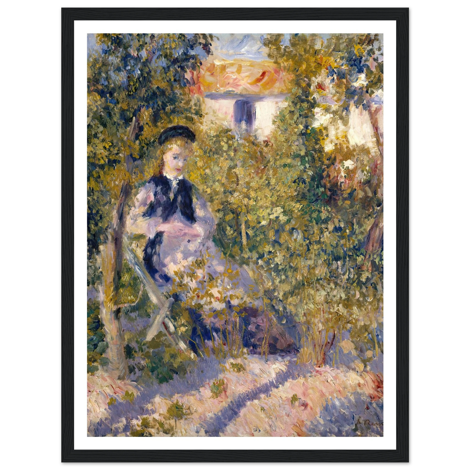 Nini in the Garden (Nini Lopez) (1876) Art Print | Pierre Auguste Renoir - Framed Poster - 30x40 cm / 12x16″ - Black frame