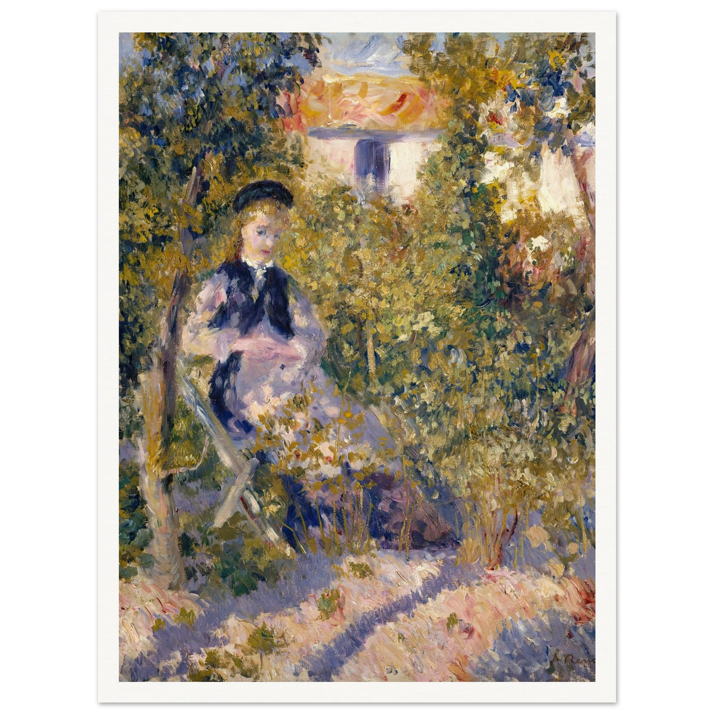 Nini in the Garden (Nini Lopez) (1876) Art Print | Pierre Auguste Renoir - Framed Poster - 30x40 cm / 12x16″ - Black frame
