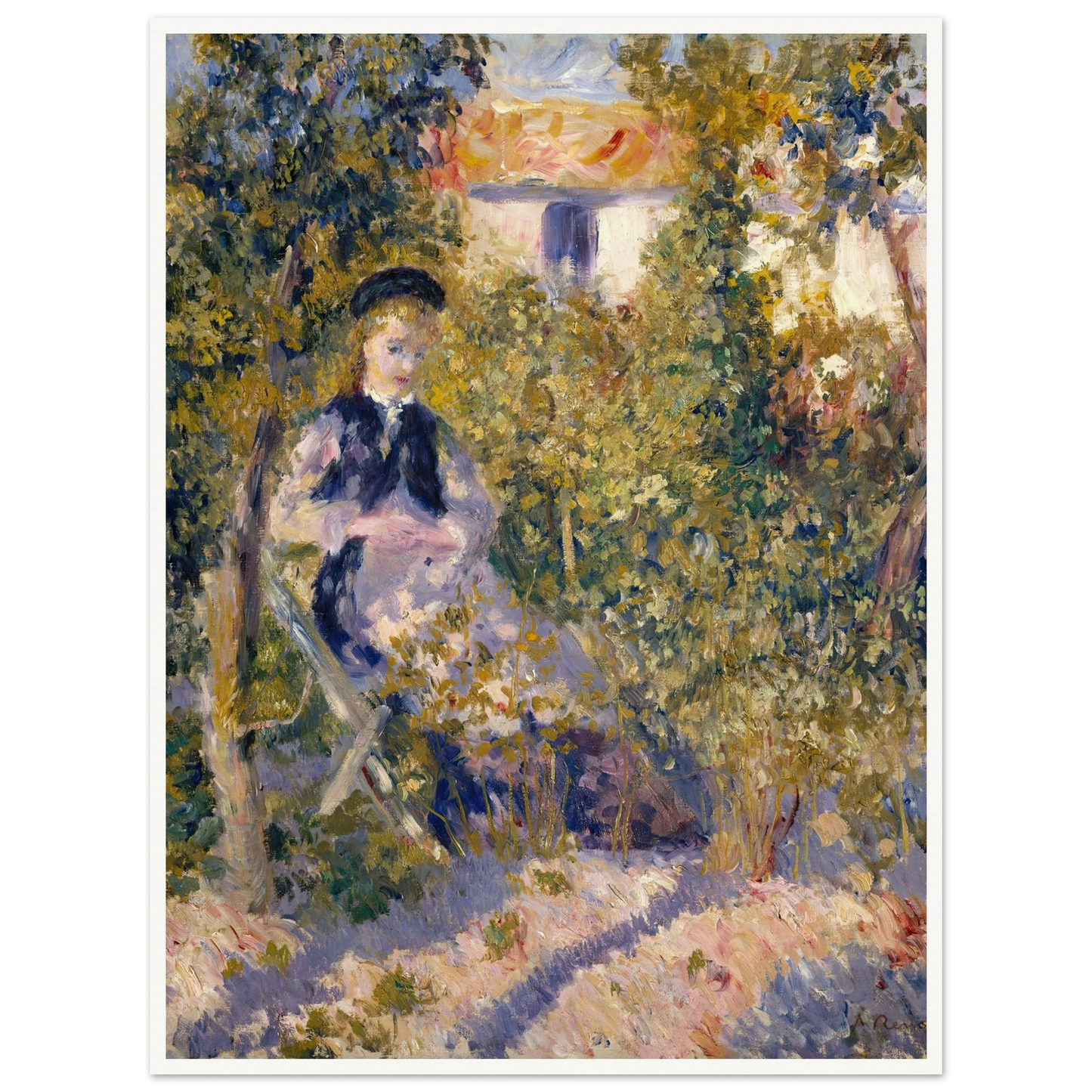 Nini in the Garden (Nini Lopez) (1876) Art Print | Pierre Auguste Renoir - Framed Poster - 30x40 cm / 12x16″ - Black frame