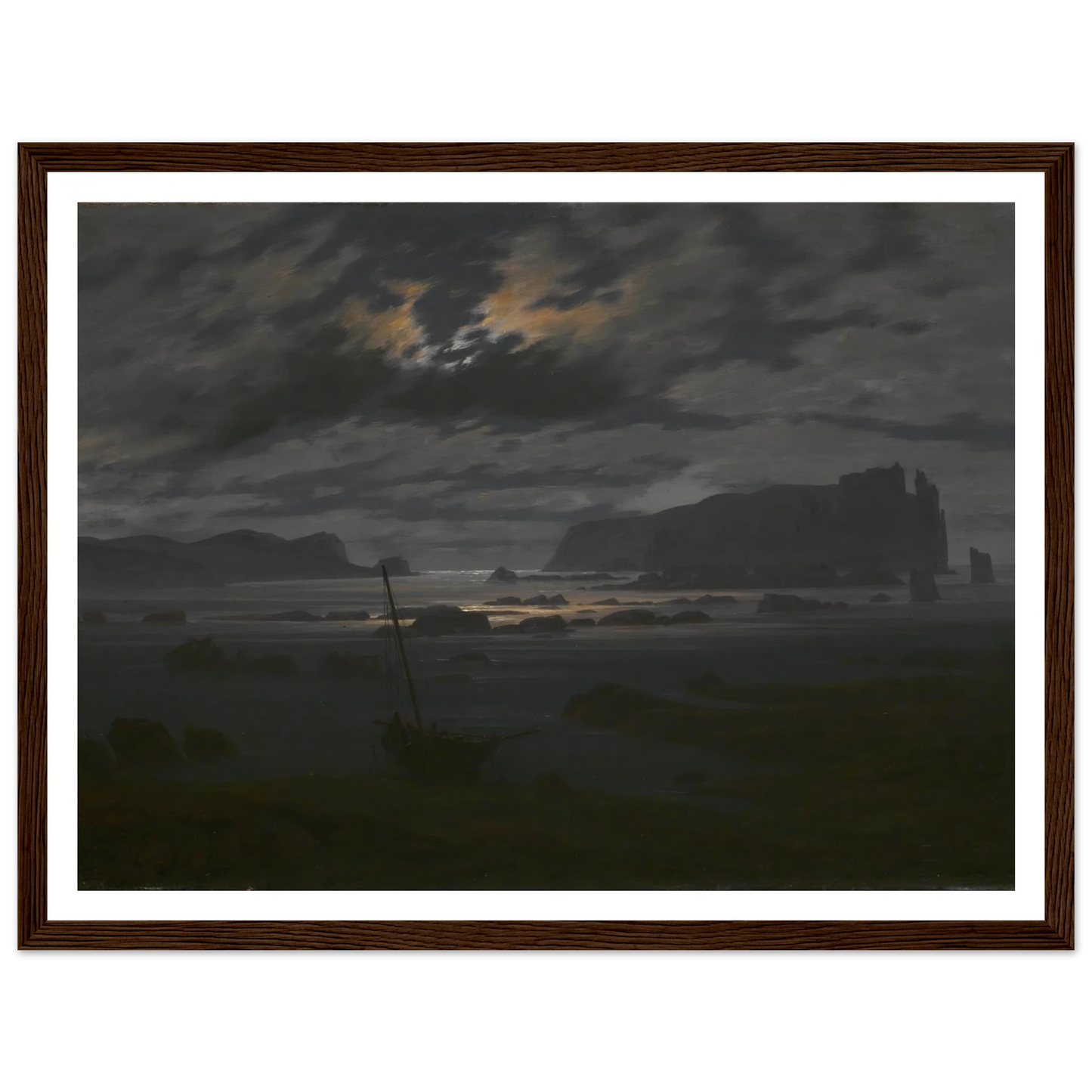 Northern Sea in the Moonlight Art Print | Caspar David Friedrich - Framed Poster - 30x40 cm / 12x16″ - Black frame