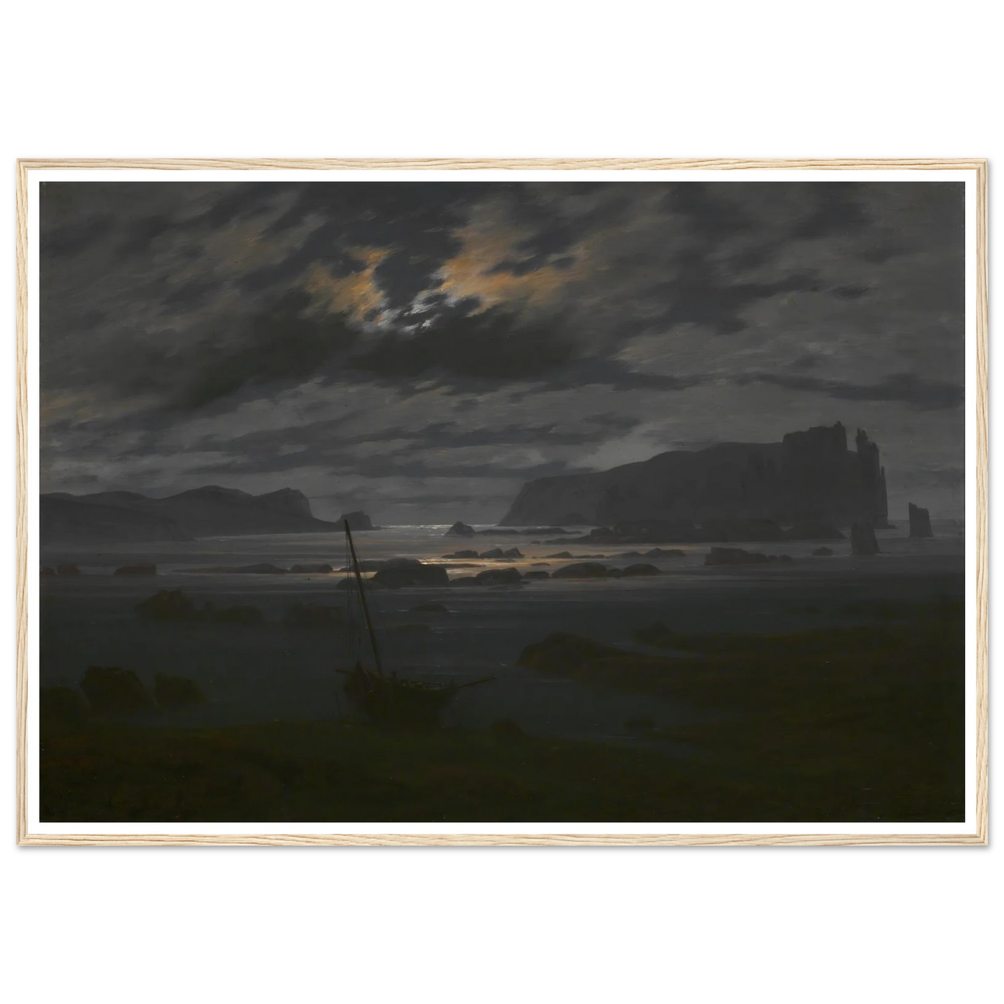 Northern Sea in the Moonlight Art Print | Caspar David Friedrich - Framed Poster - 30x40 cm / 12x16″ - Black frame
