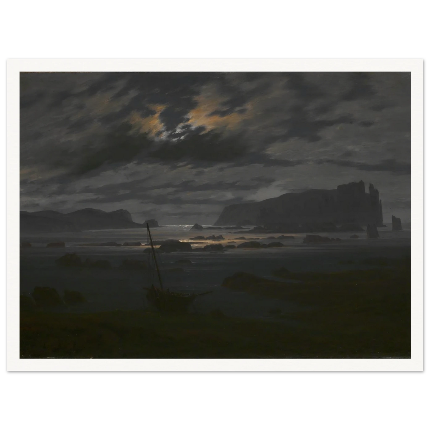 Northern Sea in the Moonlight Art Print | Caspar David Friedrich - Framed Poster - 30x40 cm / 12x16″ - Black frame