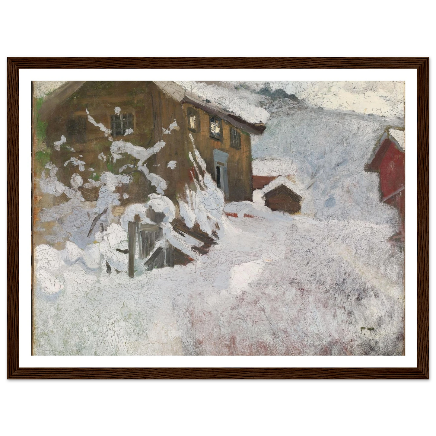 Norwegian Winter (1896) Art Print | Frits Thaulow - Framed Poster - 30x40 cm / 12x16″ - Black frame