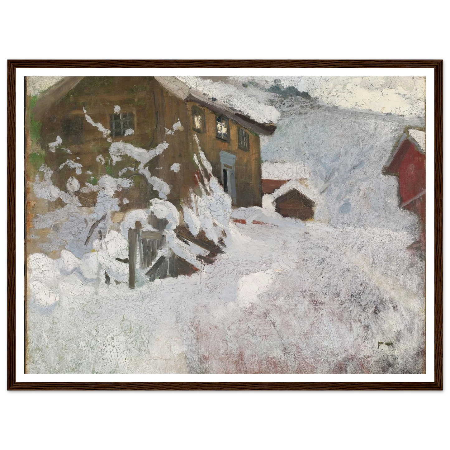 Norwegian Winter (1896) Art Print | Frits Thaulow - Framed Poster - 30x40 cm / 12x16″ - Black frame