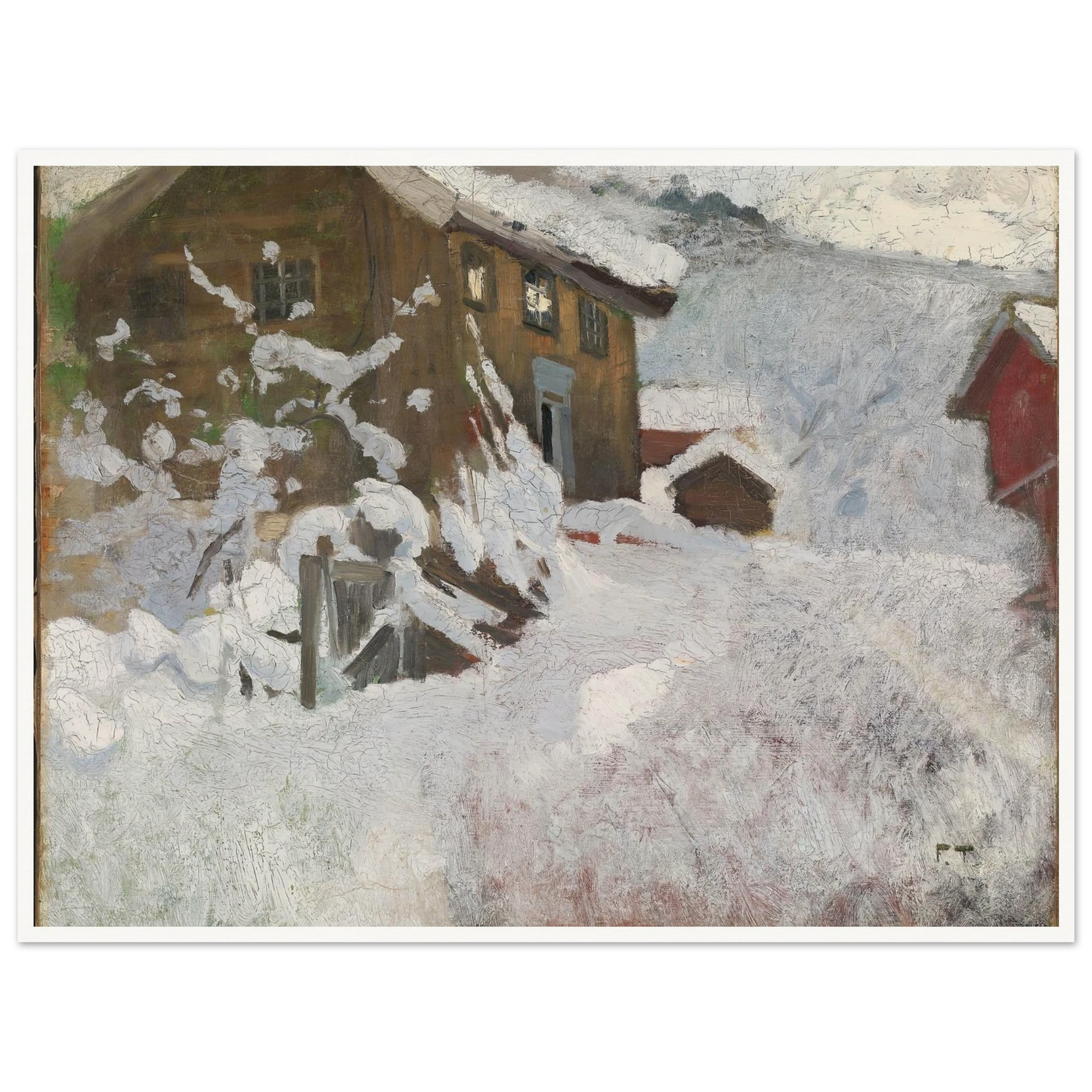Norwegian Winter (1896) Art Print | Frits Thaulow - Framed Poster - 30x40 cm / 12x16″ - Black frame