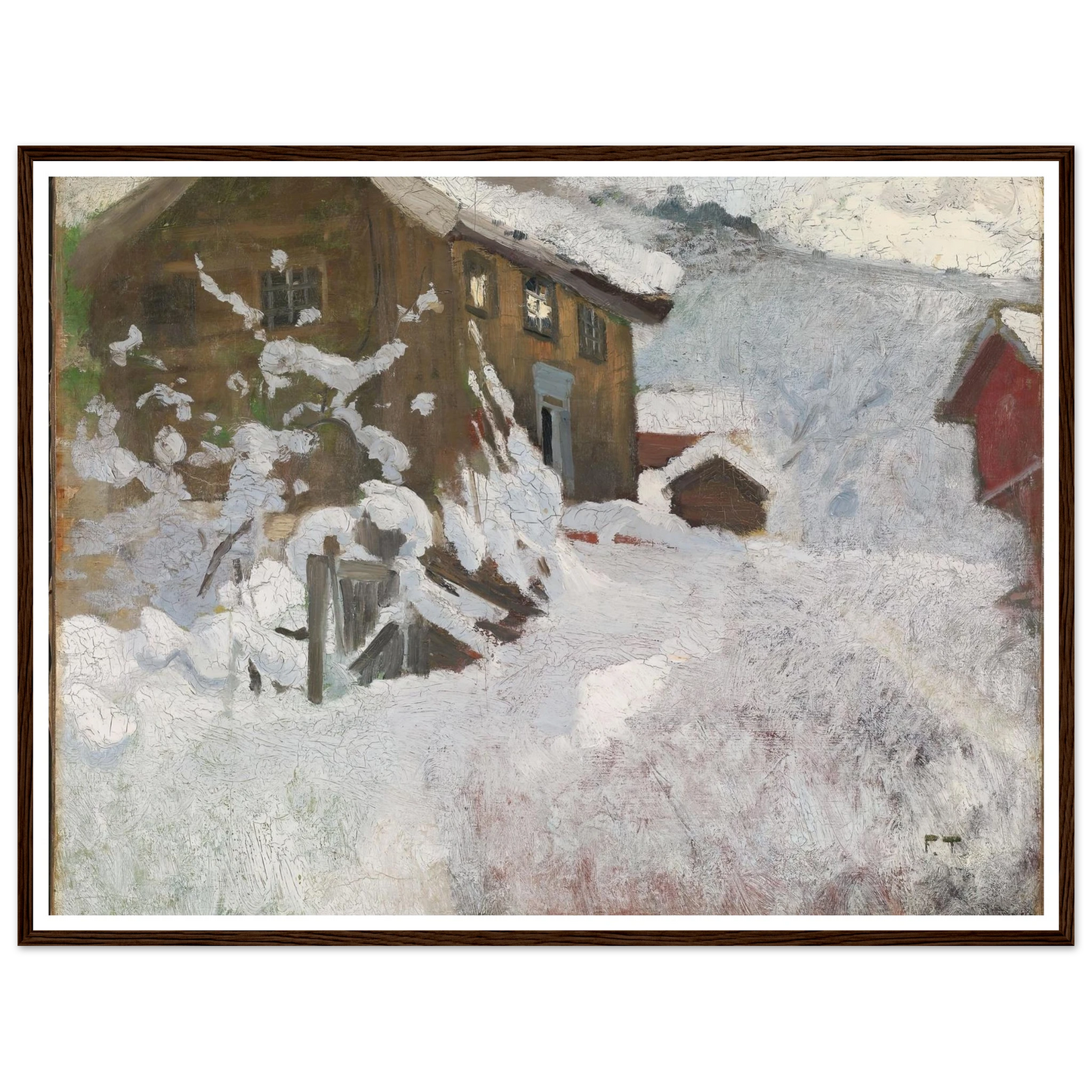 Norwegian Winter (1896) Art Print | Frits Thaulow - Framed Poster - 30x40 cm / 12x16″ - Black frame