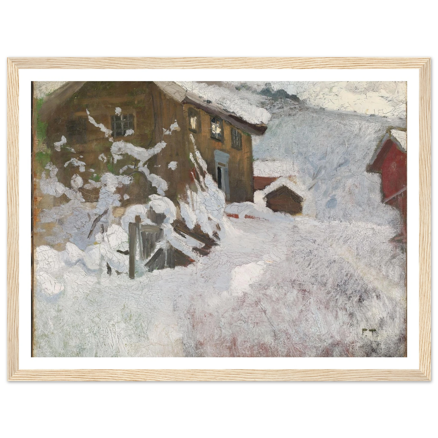 Norwegian Winter (1896) Art Print | Frits Thaulow - Framed Poster - 30x40 cm / 12x16″ - Black frame