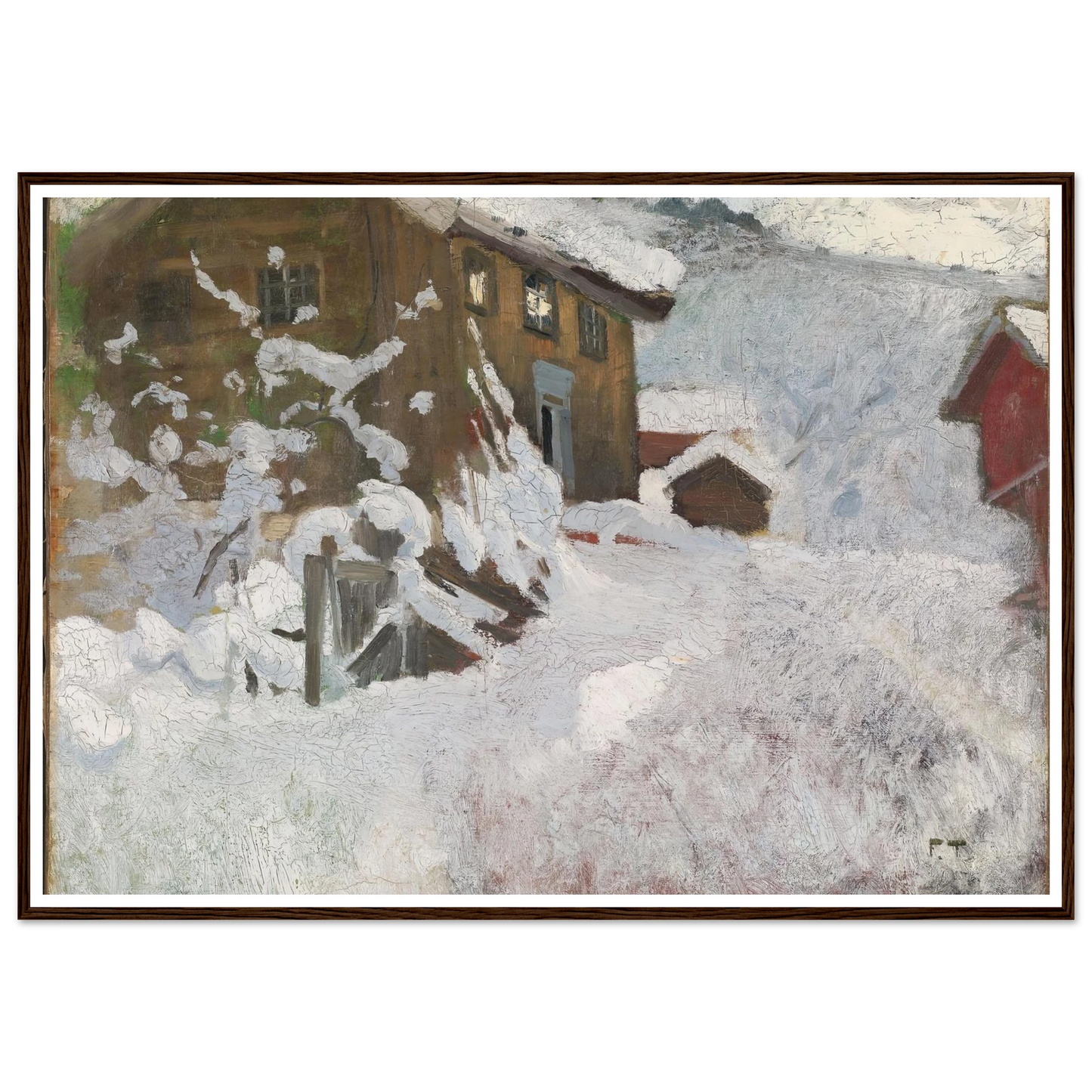 Norwegian Winter (1896) Art Print | Frits Thaulow - Framed Poster - 30x40 cm / 12x16″ - Black frame