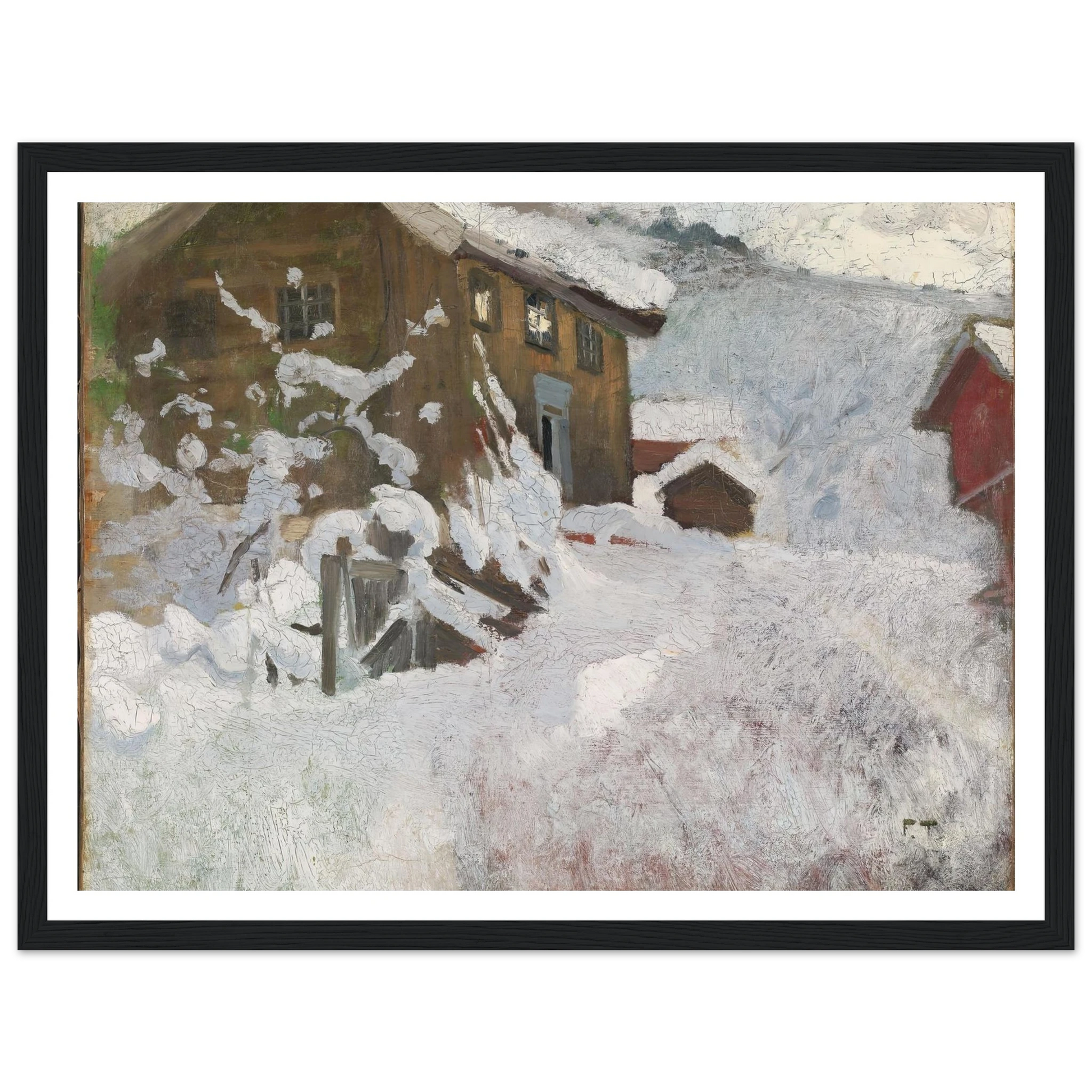 Norwegian Winter (1896) Art Print | Frits Thaulow - Framed Poster - 30x40 cm / 12x16″ - Black frame