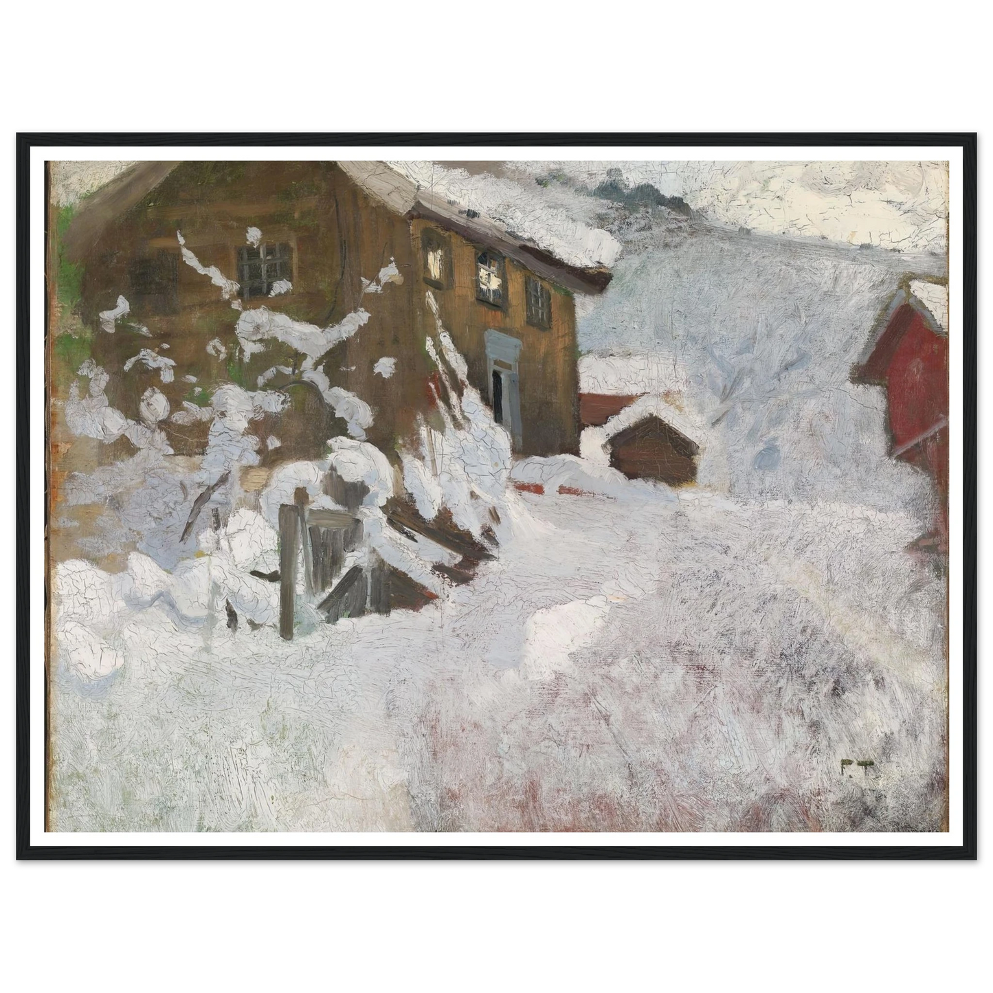 Norwegian Winter (1896) Art Print | Frits Thaulow - Framed Poster - 30x40 cm / 12x16″ - Black frame