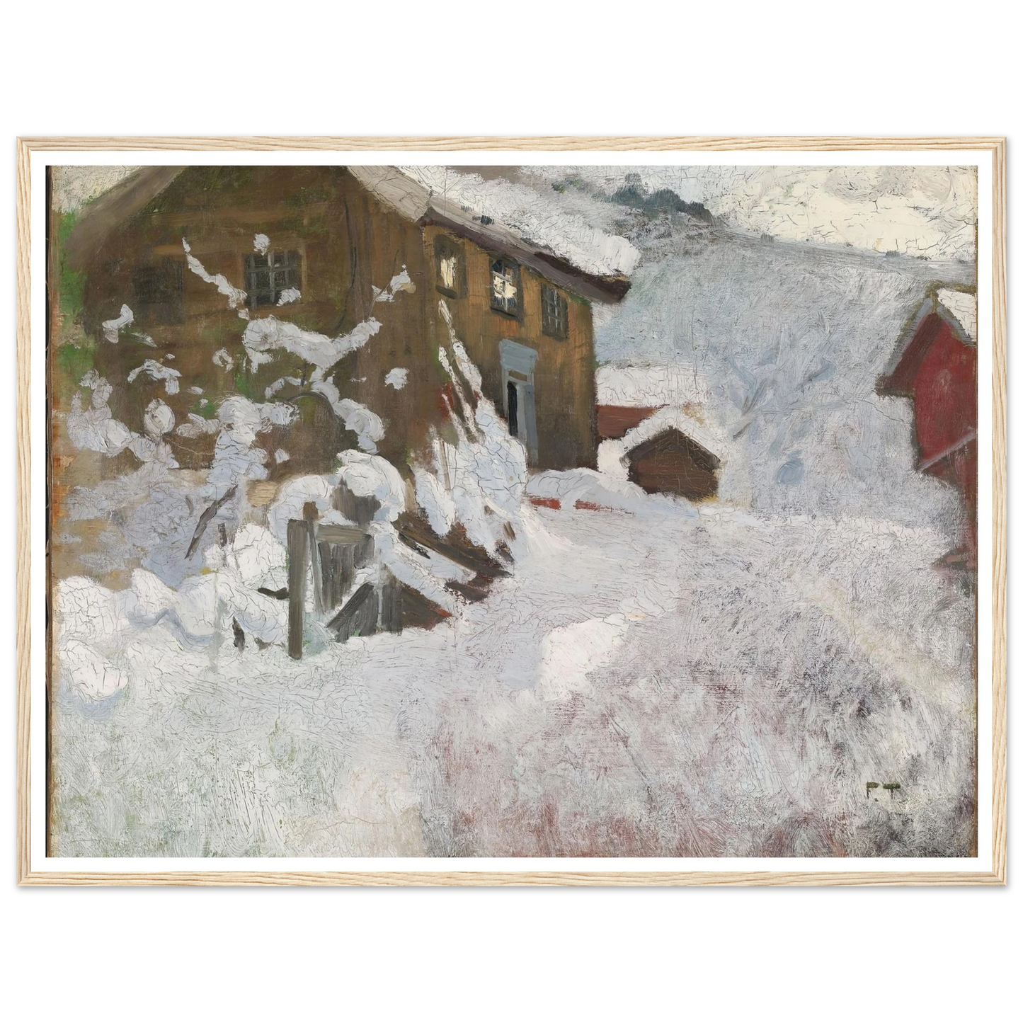 Norwegian Winter (1896) Art Print | Frits Thaulow - Framed Poster - 30x40 cm / 12x16″ - Black frame