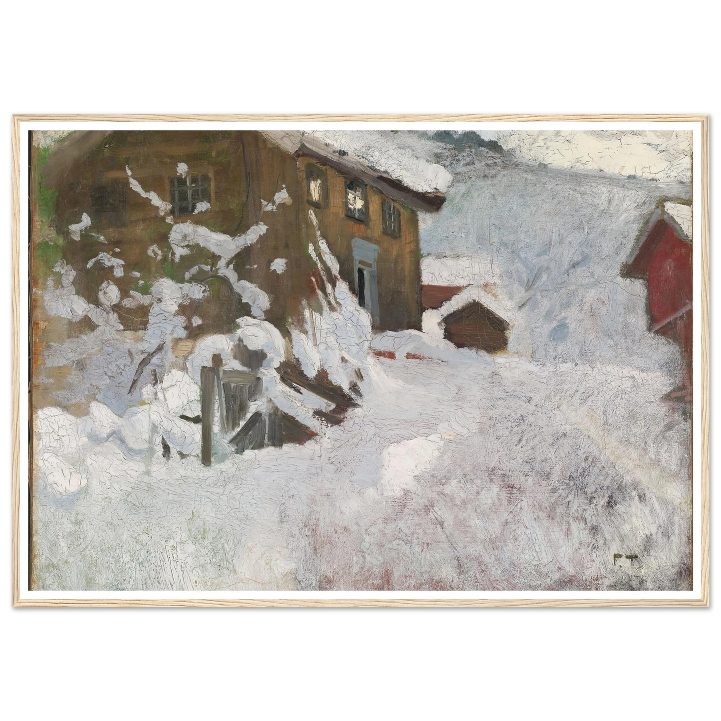 Norwegian Winter (1896) Art Print | Frits Thaulow - Framed Poster - 30x40 cm / 12x16″ - Black frame
