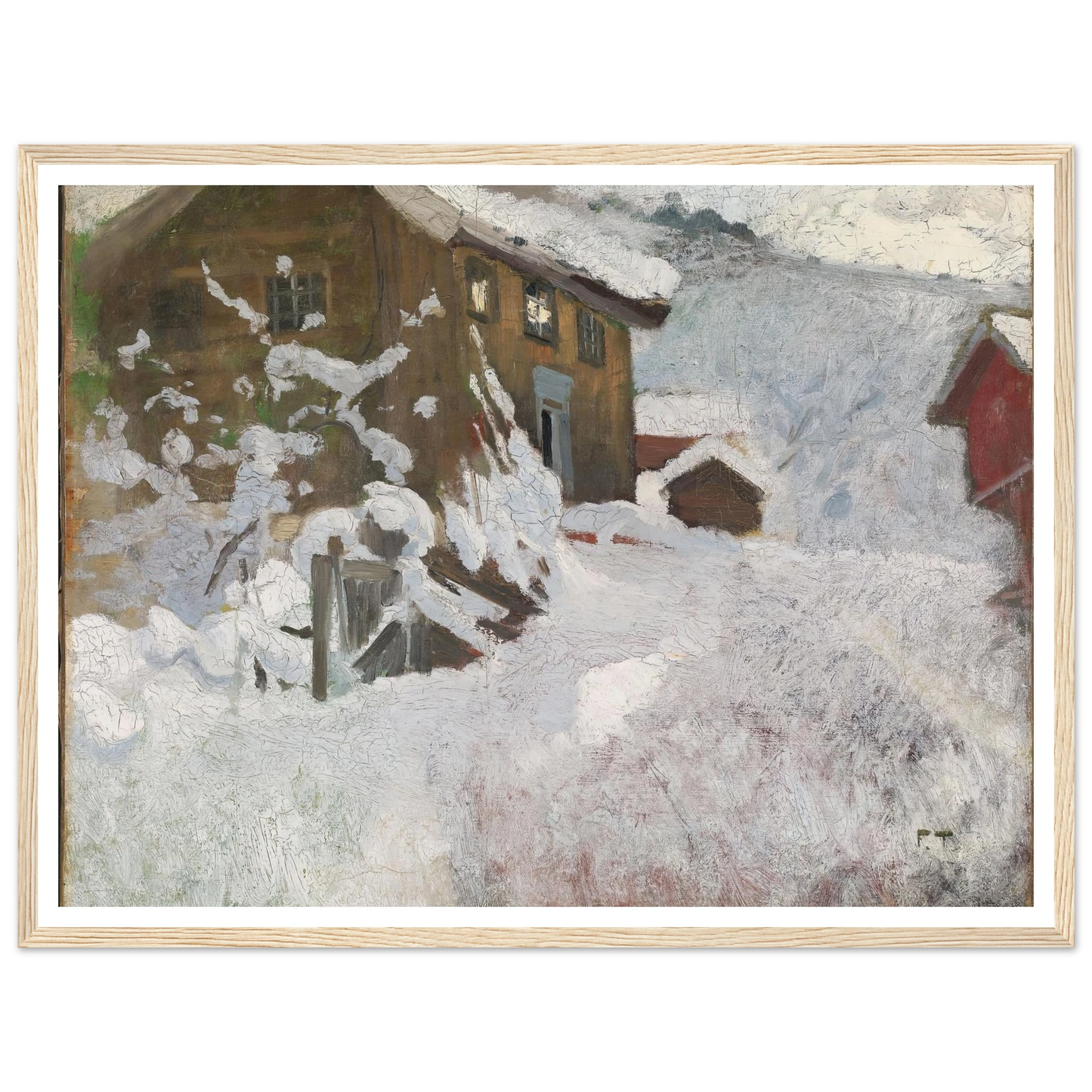 Norwegian Winter (1896) Art Print | Frits Thaulow - Framed Poster - 30x40 cm / 12x16″ - Black frame