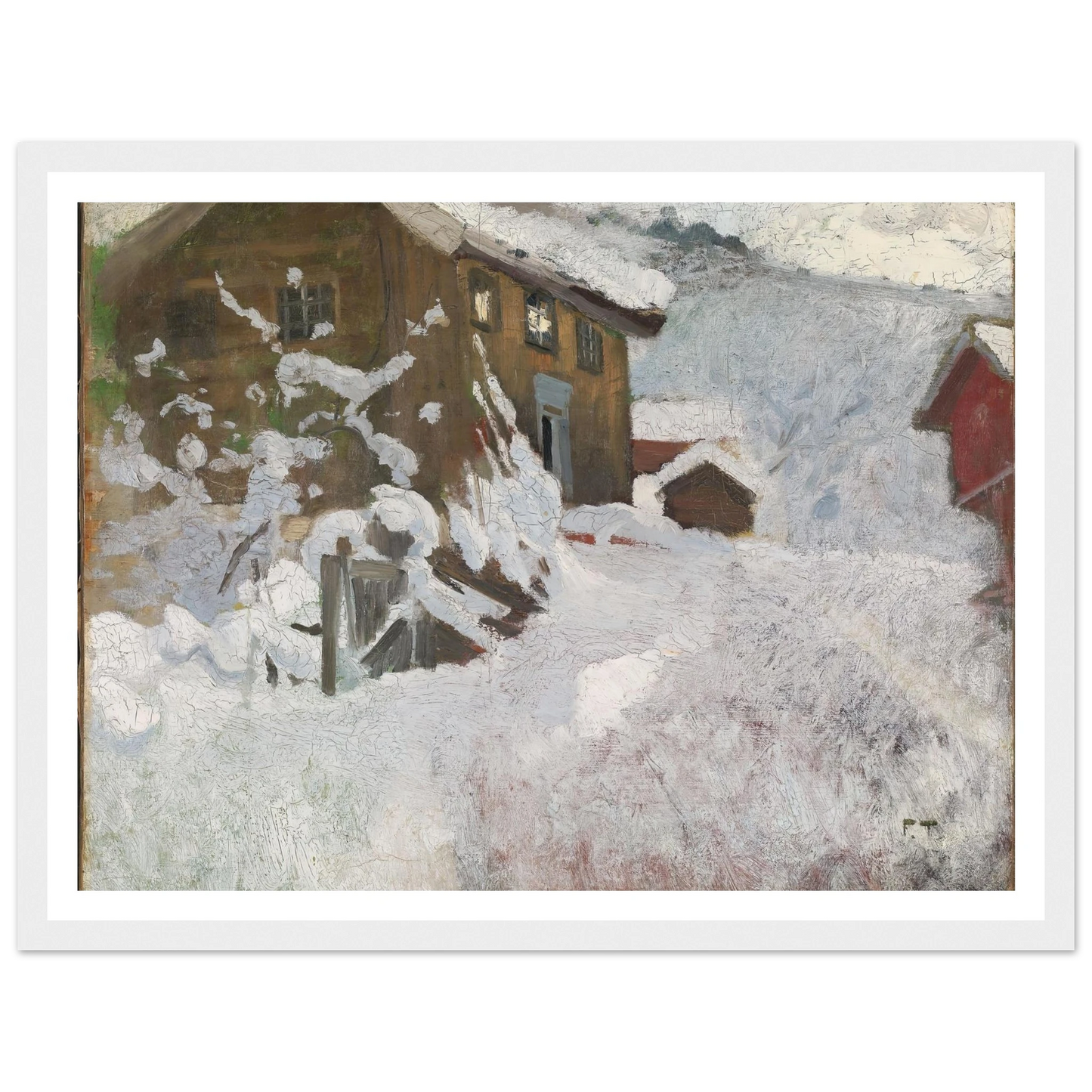Norwegian Winter (1896) Art Print | Frits Thaulow - Framed Poster - 30x40 cm / 12x16″ - Black frame