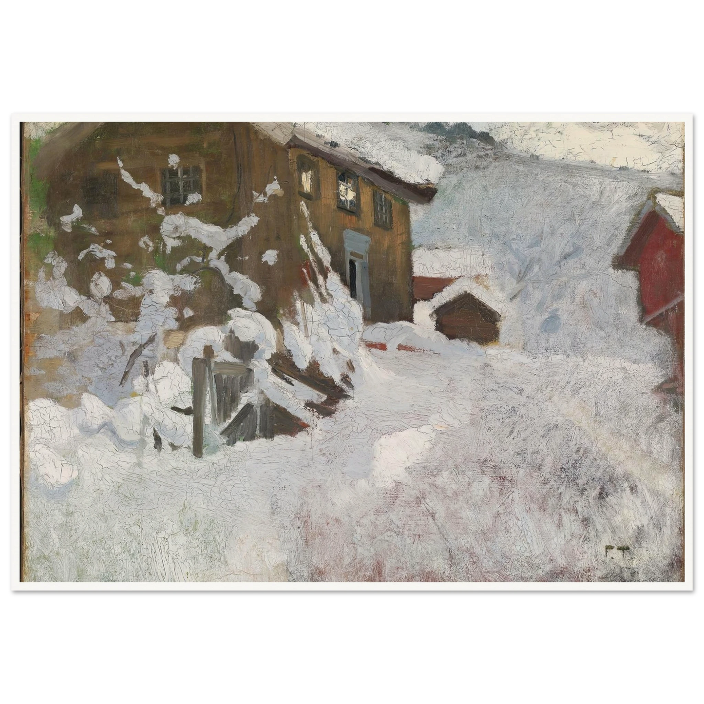Norwegian Winter (1896) Art Print | Frits Thaulow - Framed Poster - 30x40 cm / 12x16″ - Black frame