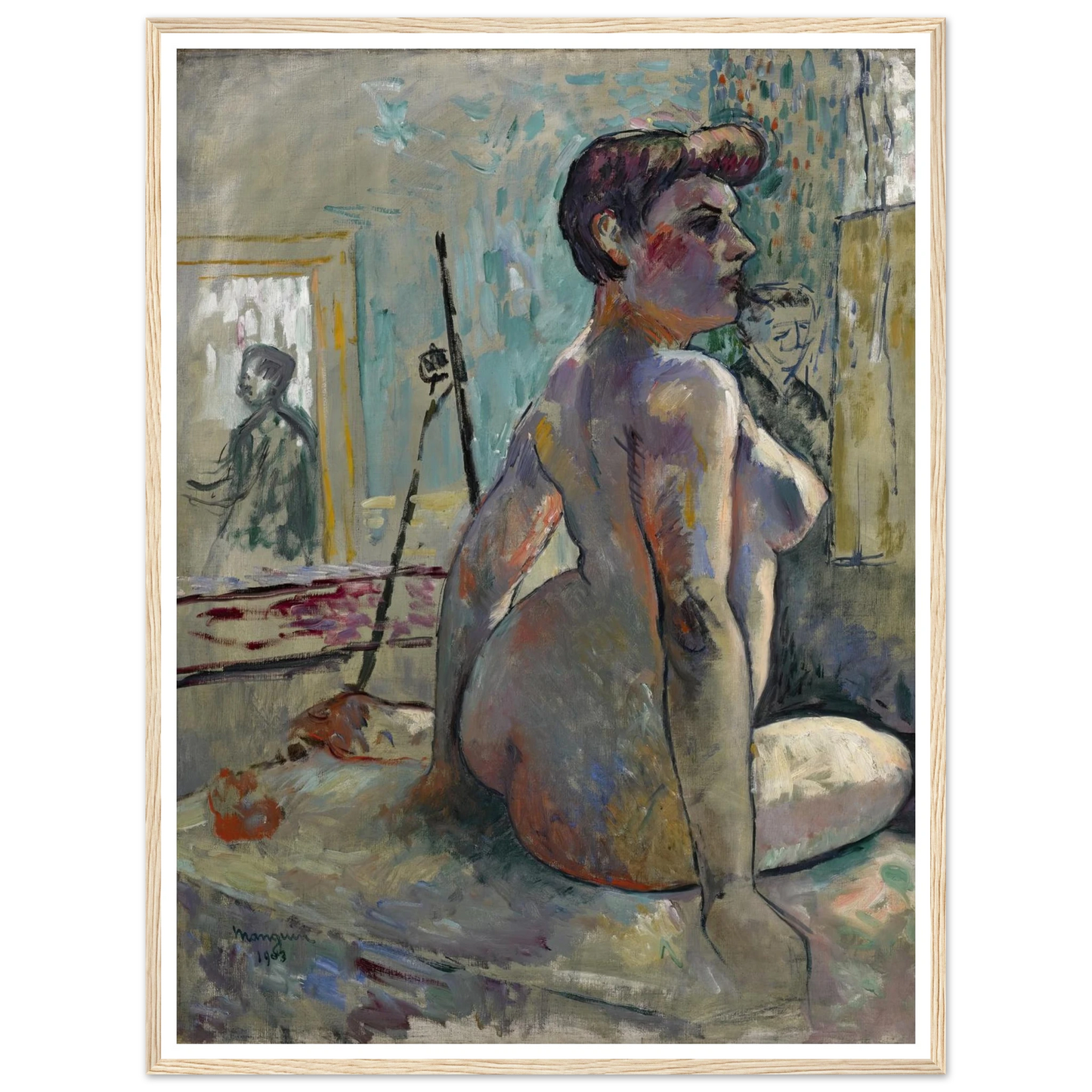 Nu à l’atelier (La Croupe, Rue Boursault) (1903) Art Print | Henri Manguin - Framed Poster - 30x40 cm / 12x16″ - Black frame