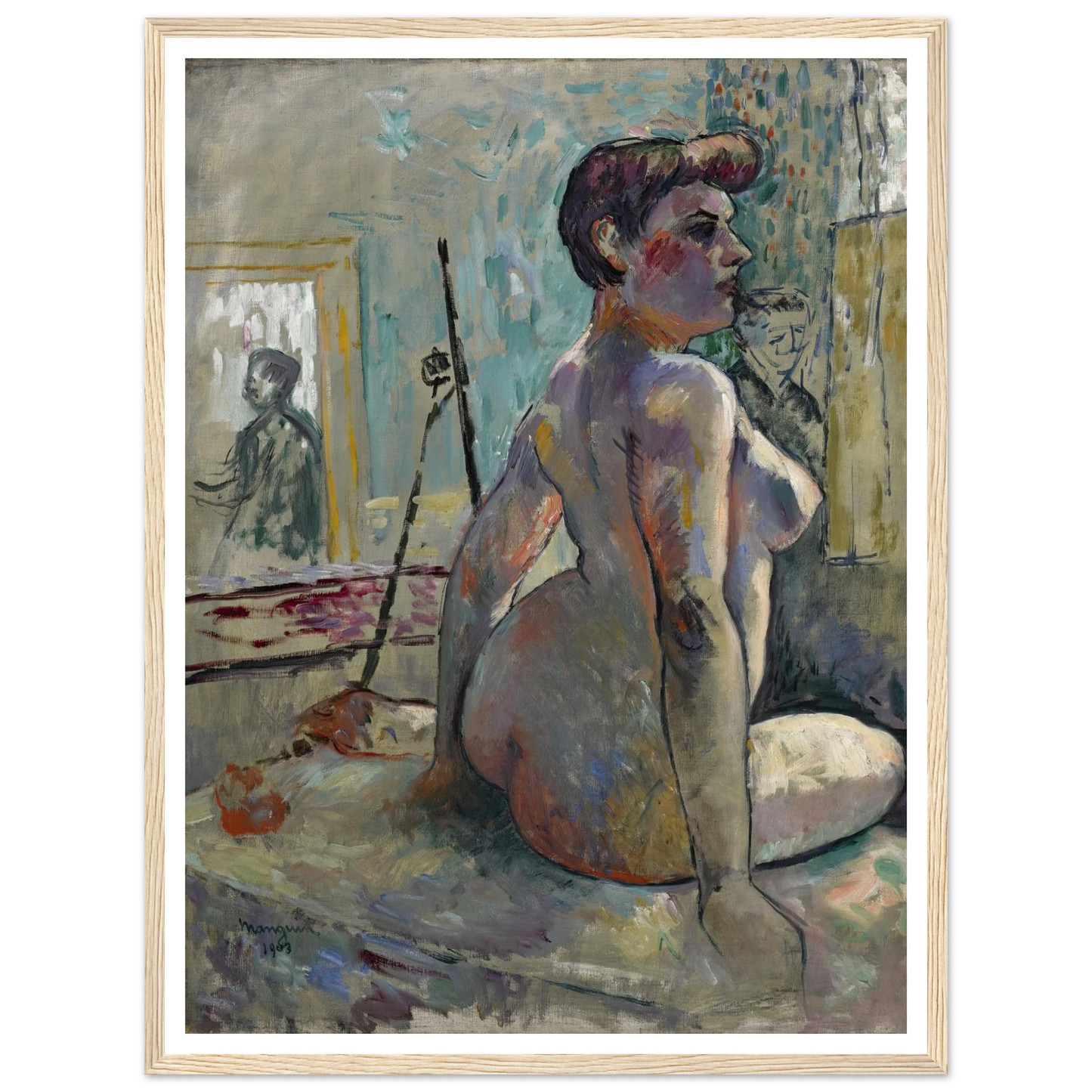 Nu à l’atelier (La Croupe, Rue Boursault) (1903) Art Print | Henri Manguin - Framed Poster - 30x40 cm / 12x16″ - Black frame