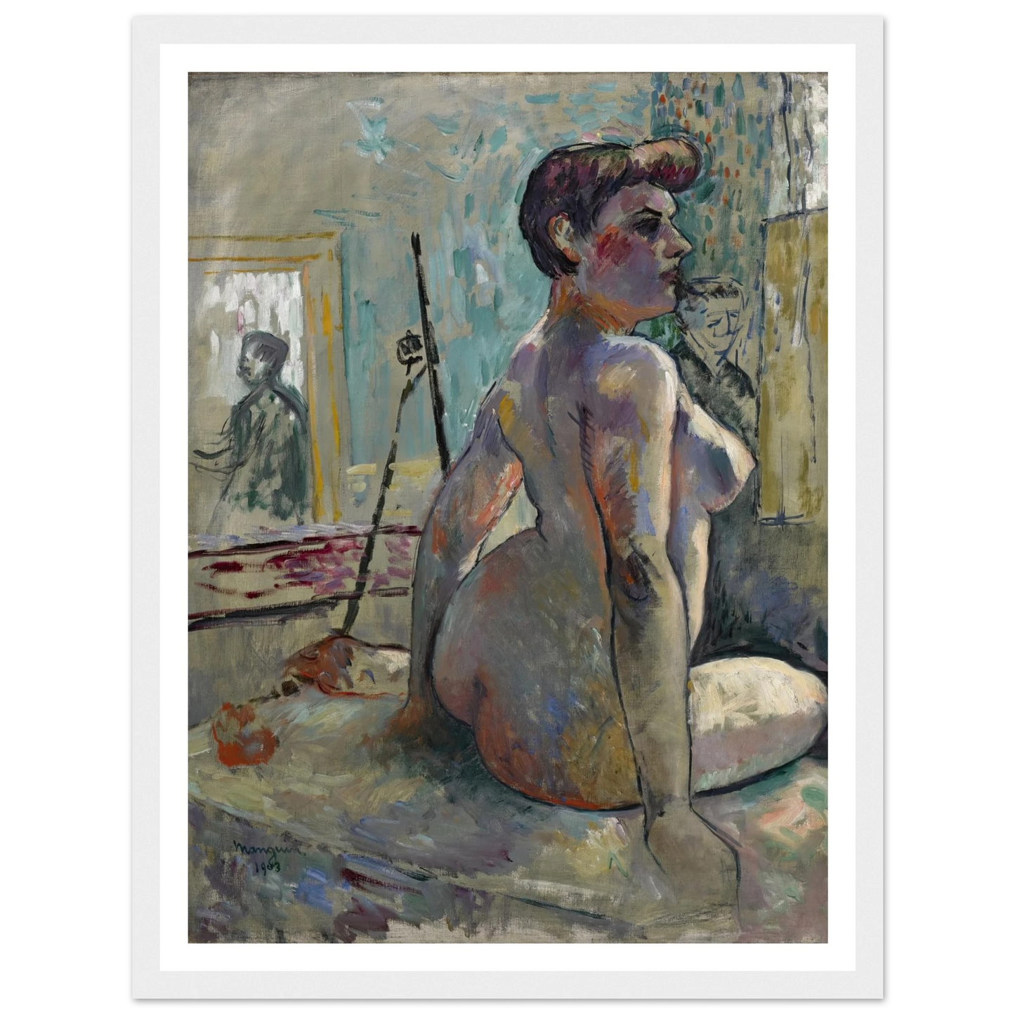 Nu à l’atelier (La Croupe, Rue Boursault) (1903) Art Print | Henri Manguin - Framed Poster - 30x40 cm / 12x16″ - Black frame