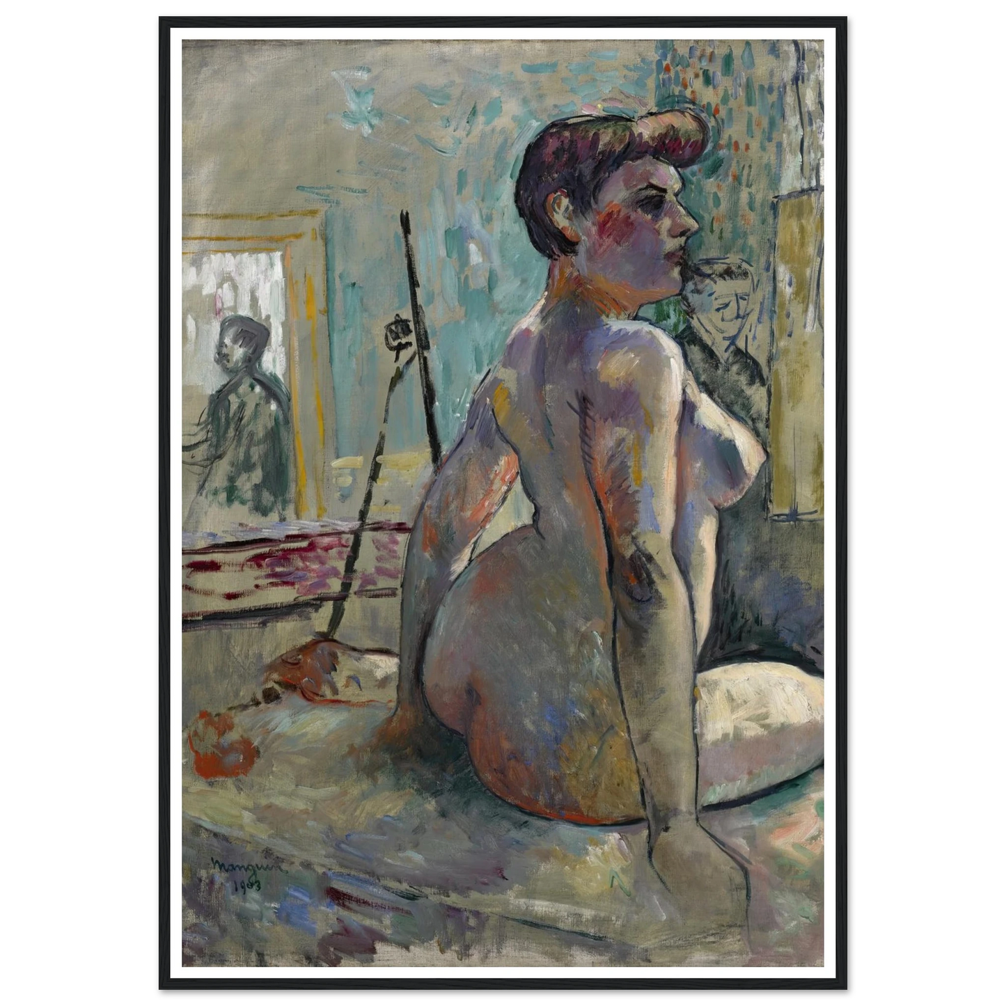 Nu à l’atelier (La Croupe, Rue Boursault) (1903) Art Print | Henri Manguin - Framed Poster - 30x40 cm / 12x16″ - Black frame