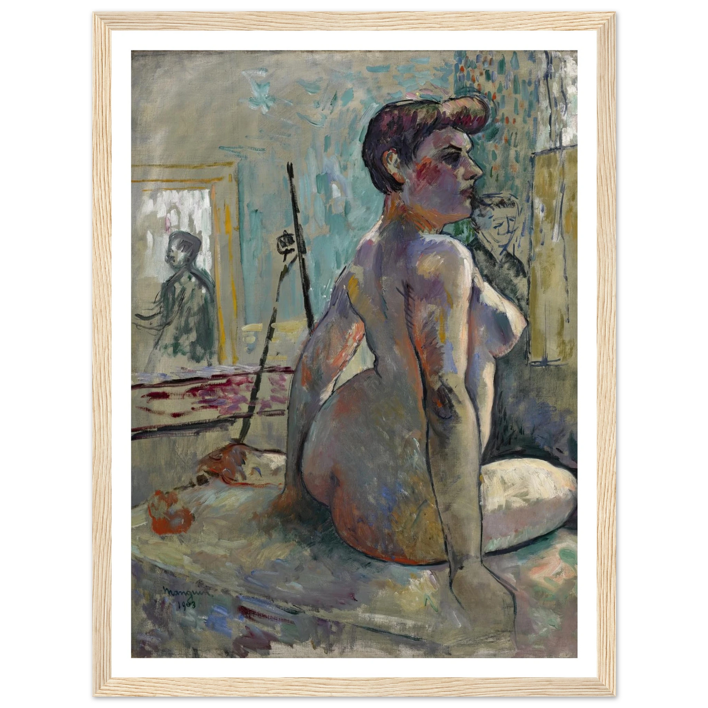 Nu à l’atelier (La Croupe, Rue Boursault) (1903) Art Print | Henri Manguin - Framed Poster - 30x40 cm / 12x16″ - Black frame