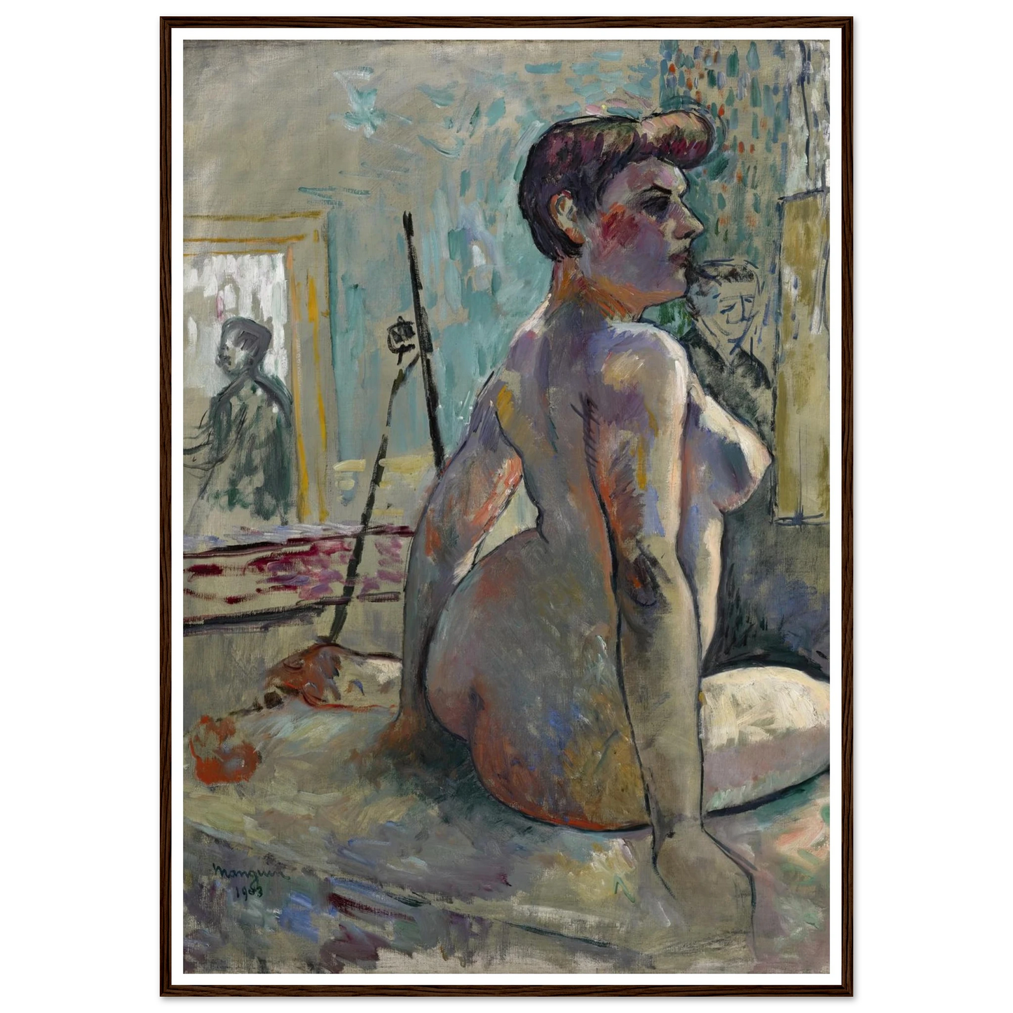 Nu à l’atelier (La Croupe, Rue Boursault) (1903) Art Print | Henri Manguin - Framed Poster - 30x40 cm / 12x16″ - Black frame