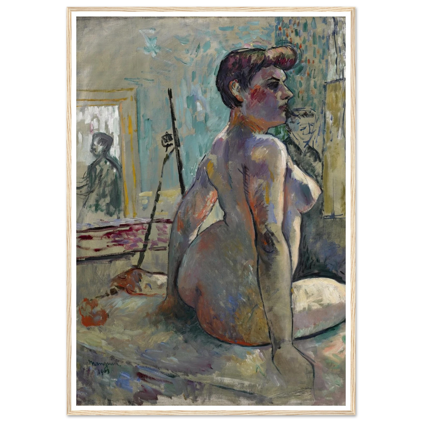 Nu à l’atelier (La Croupe, Rue Boursault) (1903) Art Print | Henri Manguin - Framed Poster - 30x40 cm / 12x16″ - Black frame