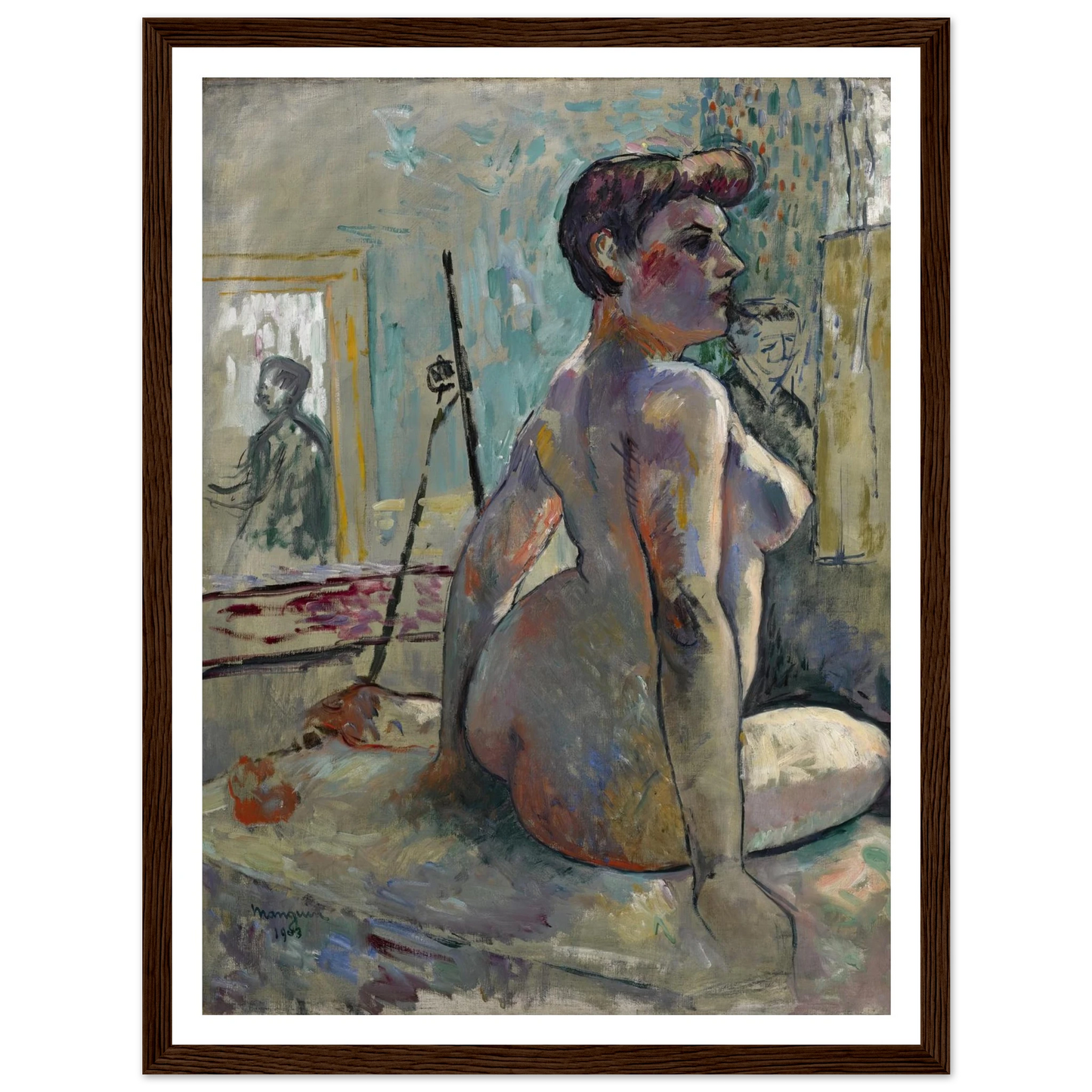 Nu à l’atelier (La Croupe, Rue Boursault) (1903) Art Print | Henri Manguin - Framed Poster - 30x40 cm / 12x16″ - Black frame