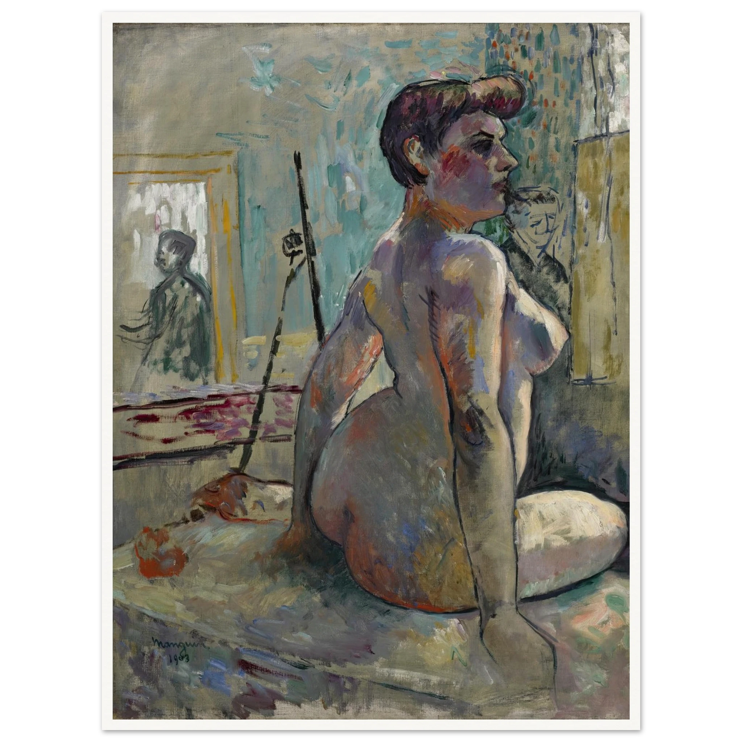 Nu à l’atelier (La Croupe, Rue Boursault) (1903) Art Print | Henri Manguin - Framed Poster - 30x40 cm / 12x16″ - Black frame