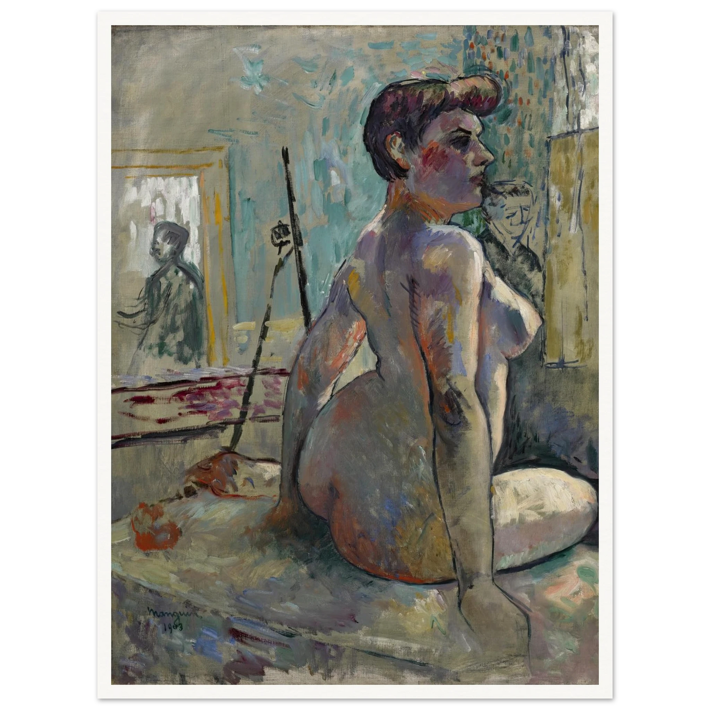 Nu à l’atelier (La Croupe, Rue Boursault) (1903) Art Print | Henri Manguin - Framed Poster - 30x40 cm / 12x16″ - Black frame