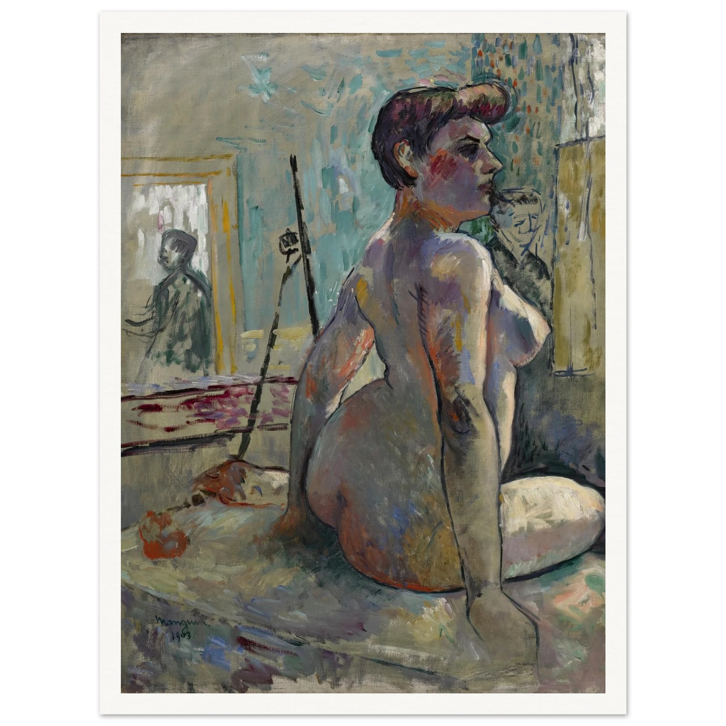 Nu à l’atelier (La Croupe, Rue Boursault) (1903) Art Print | Henri Manguin - Framed Poster - 30x40 cm / 12x16″ - Black frame