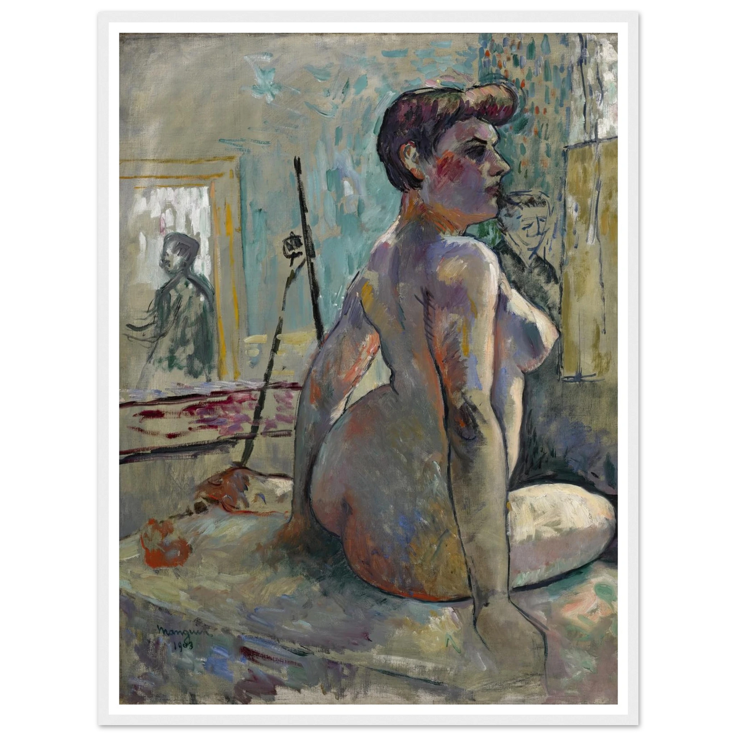 Nu à l’atelier (La Croupe, Rue Boursault) (1903) Art Print | Henri Manguin - Framed Poster - 30x40 cm / 12x16″ - Black frame